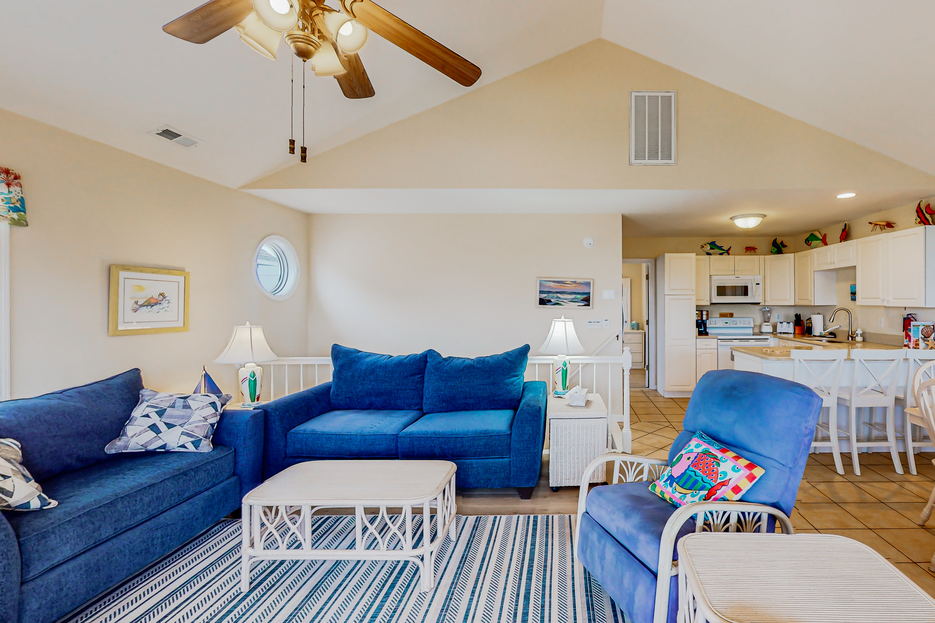 Dog-friendly duplex with ocean views, beach access, washer/dryer & central AC