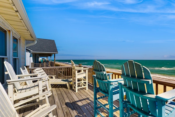 Dog-friendly beachfront home with ocean views, beach access, waterfront deck