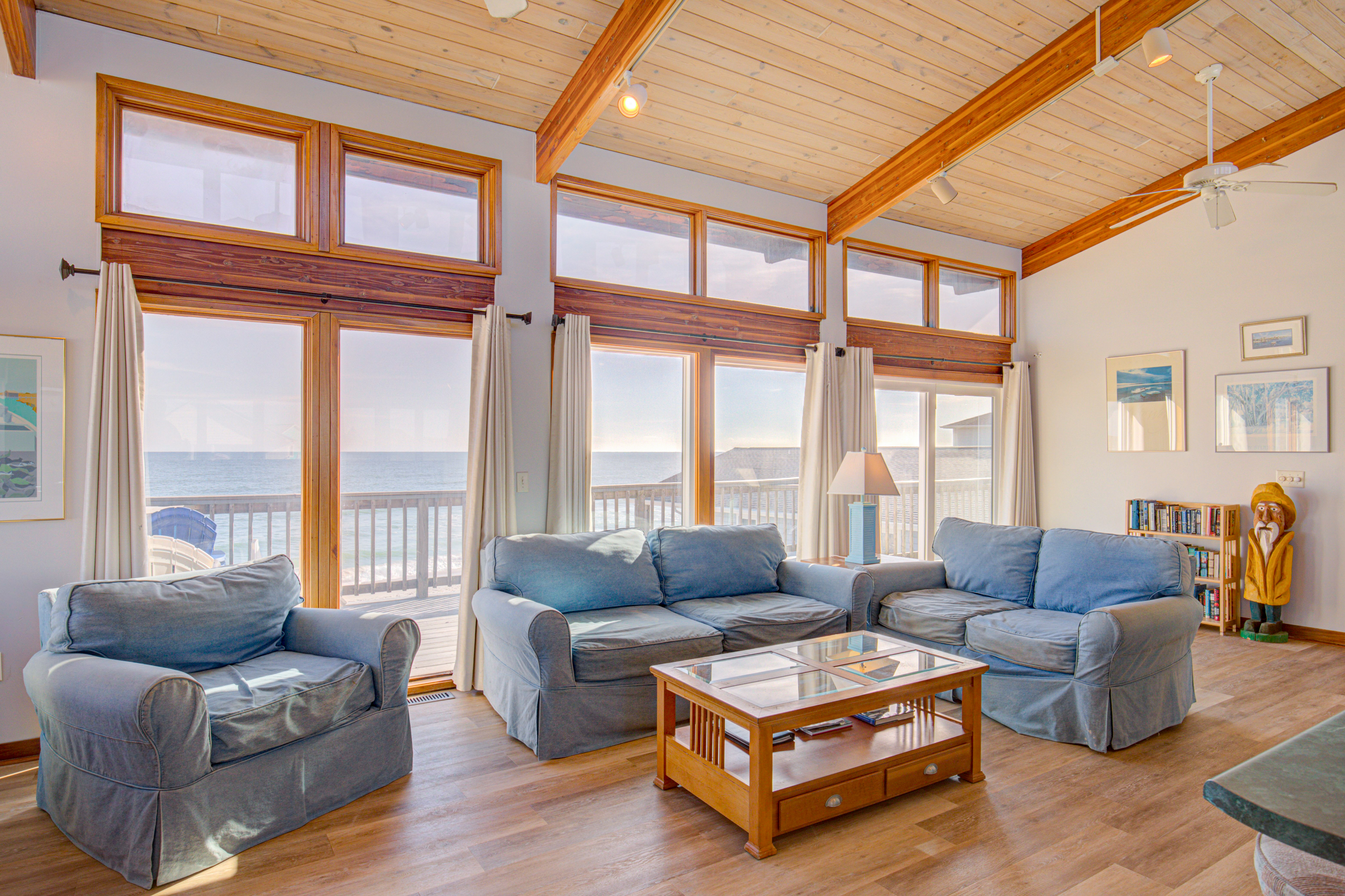 Oceanfront home with beach boardwalk, outdoor shower, decks - dog-friendly