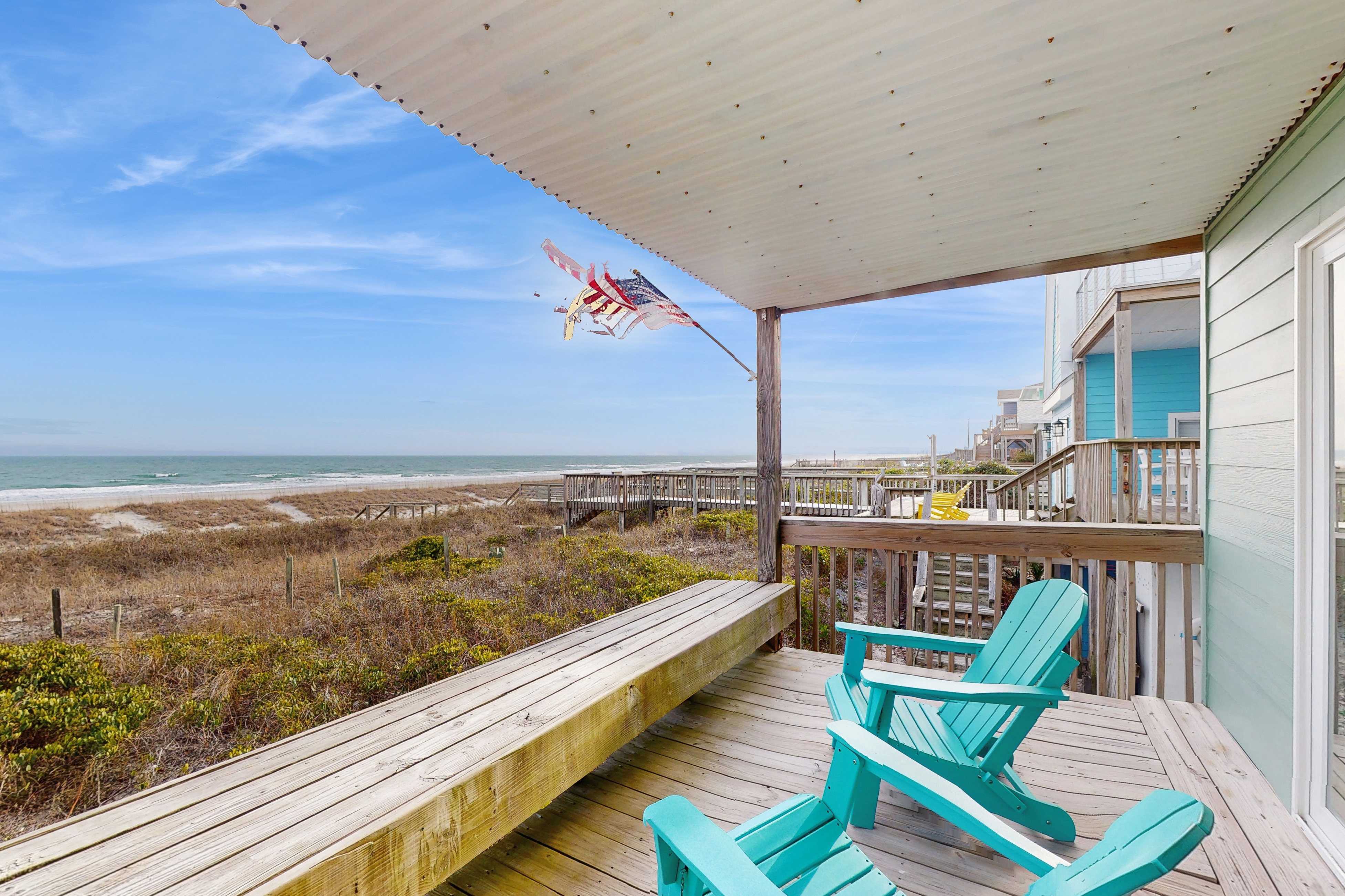 Oceanfront home with direct beach access and partial marsh views