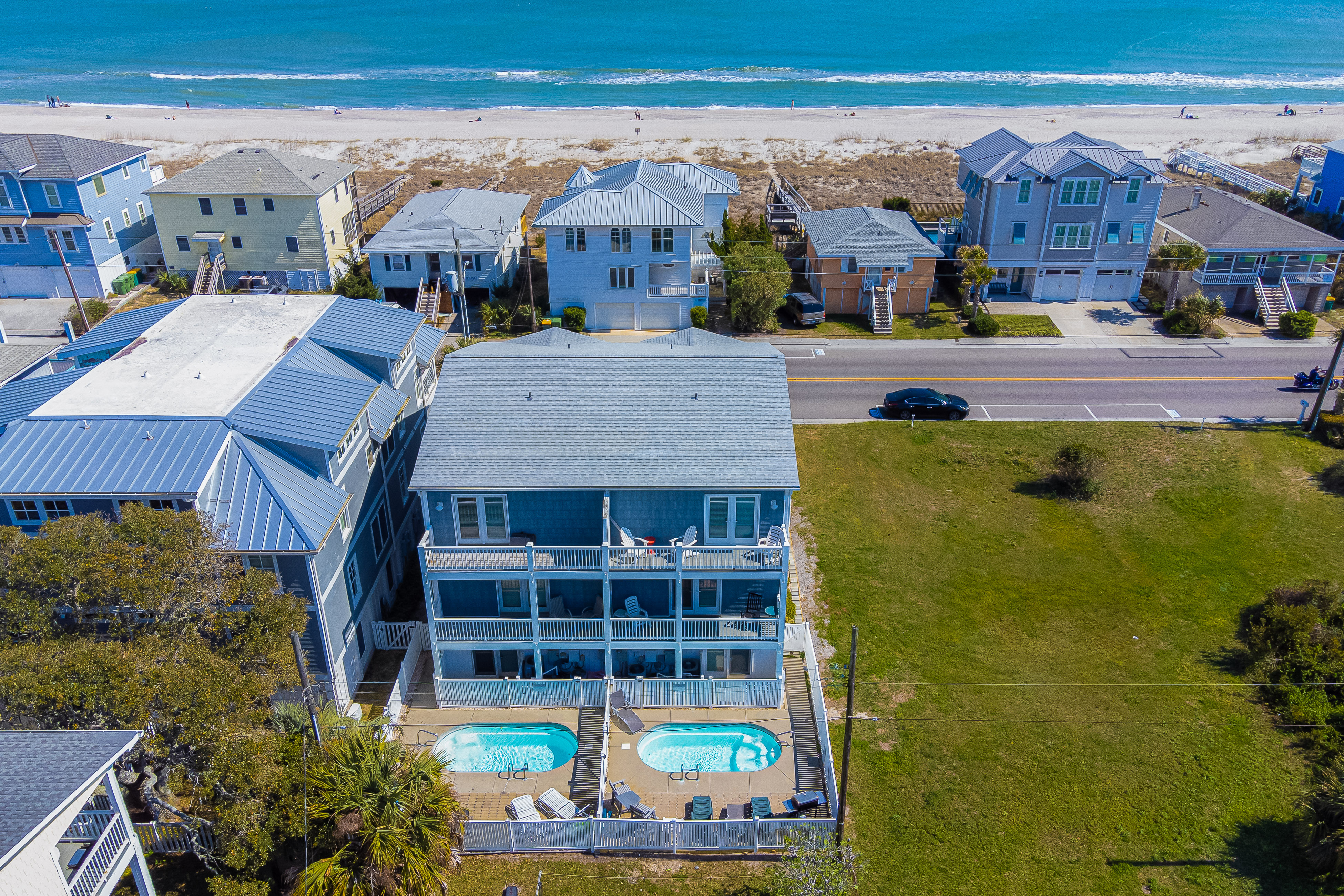 Lovely ocean-view home with private pool & large decks - steps to beach