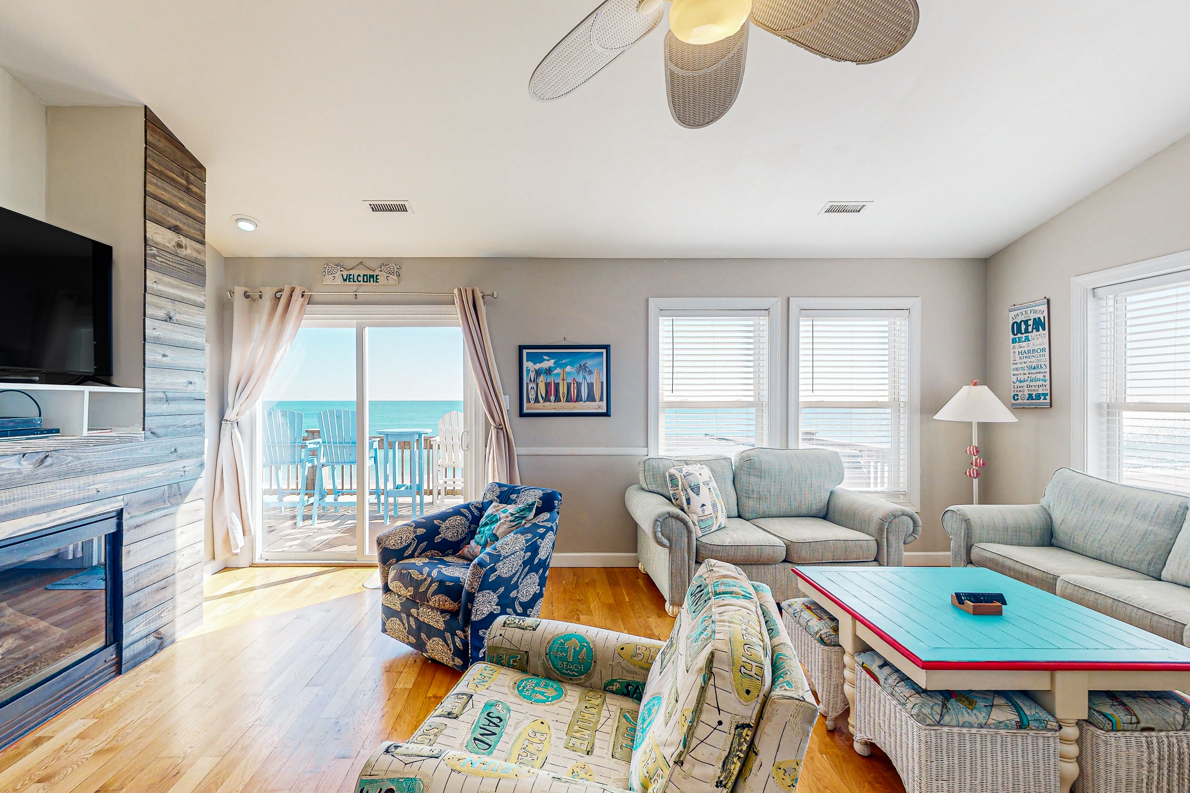 Oceanfront, dog-friendly home with hot tub, beach views & waterfront decks