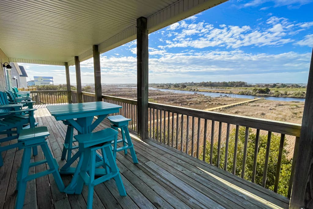 Three-story home overlooking sound with decks & elevator, close to beach
