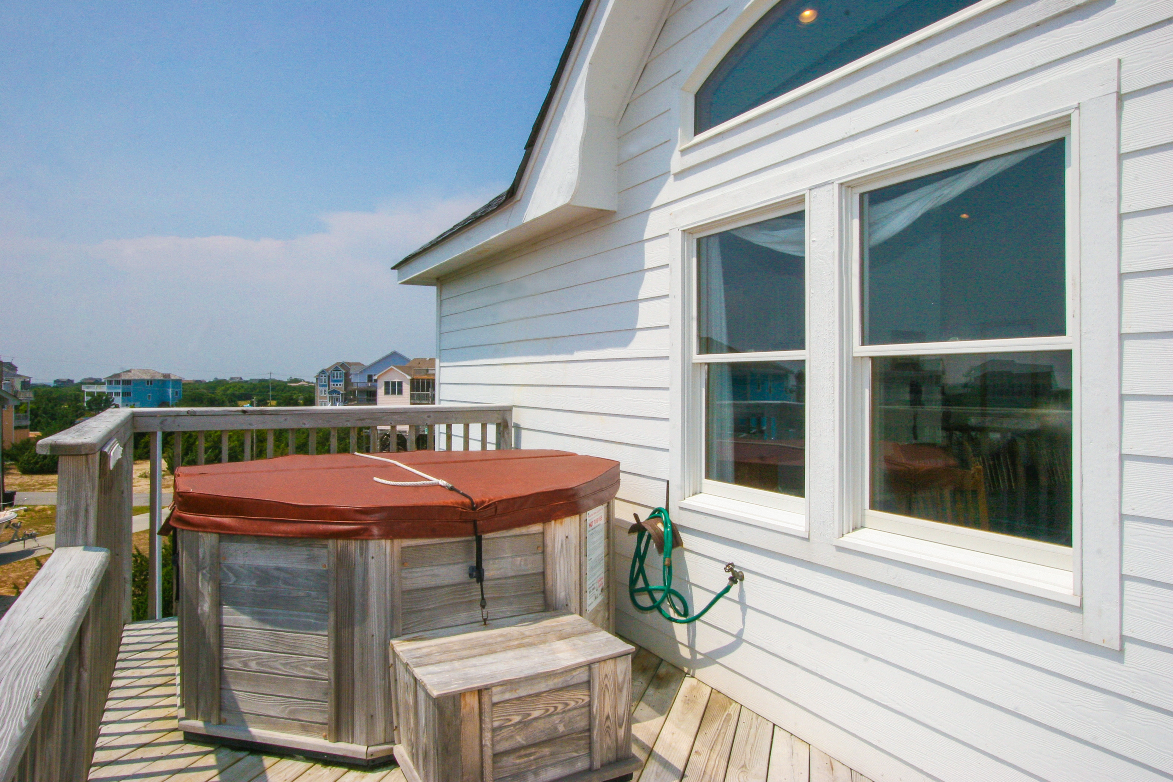 Dog-friendly home with private pool, hot tub, foosball, & AC - walk to beach