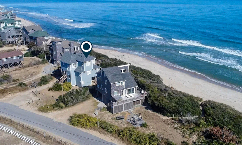Oceanfront dog-friendly home close to sand with views & private hot tub