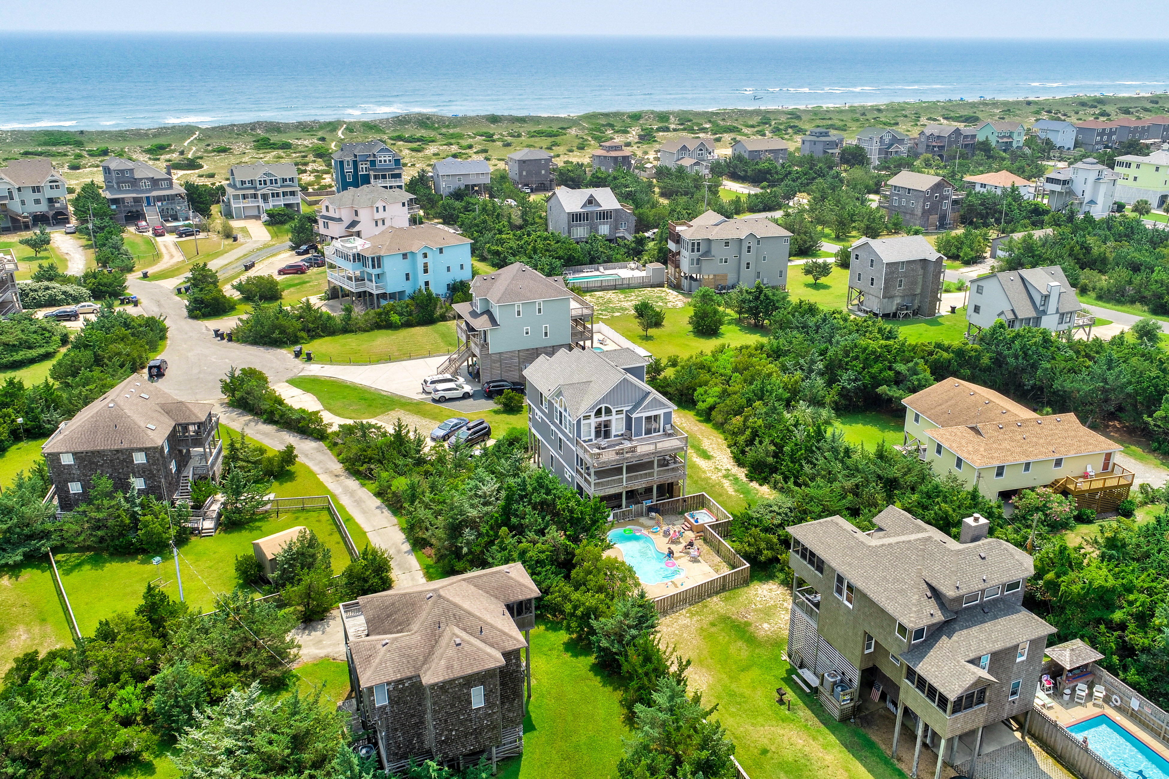 Dog-friendly home with pool, hot tub, ocean & sound views, & central AC
