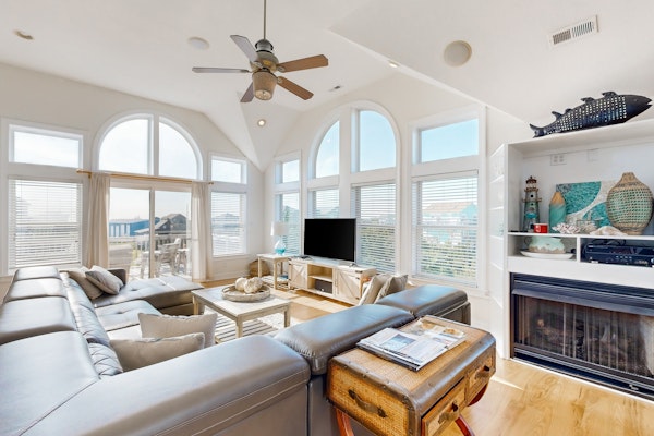 Dog-friendly home with pool, hot tub, ocean & sound views, & central AC