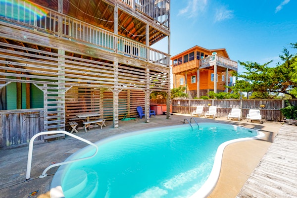 Completely renovated beach getaway with private pool & hot tub - dog-friendly