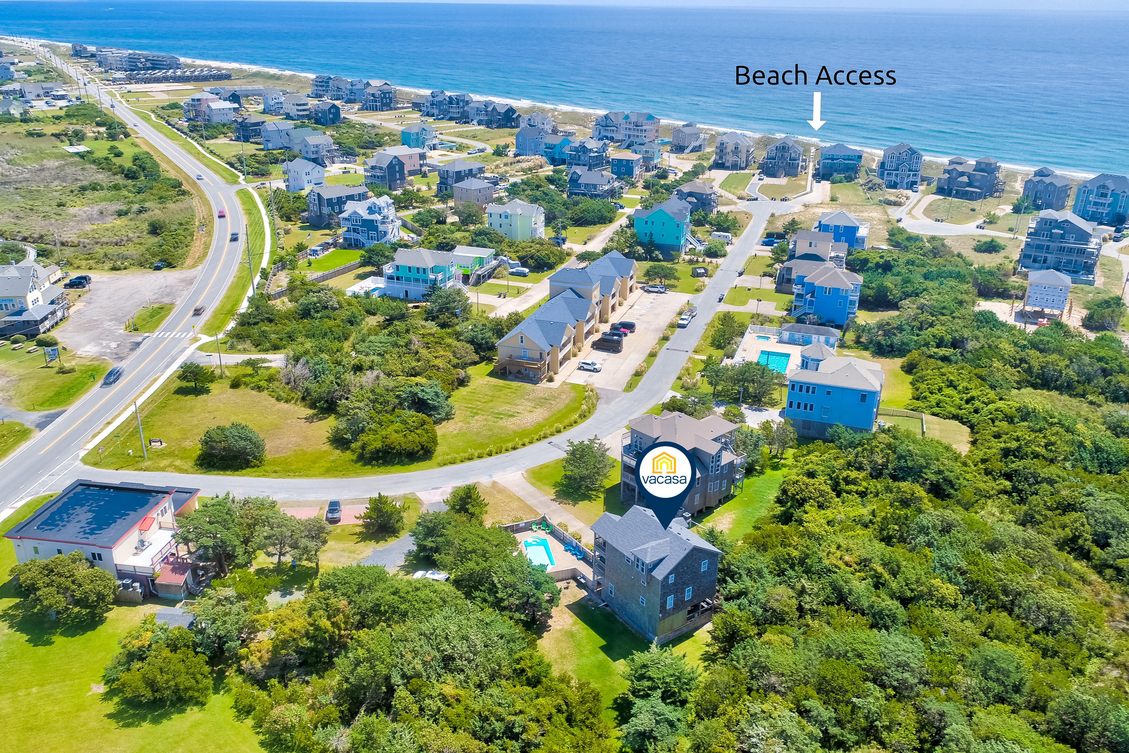 Waterfront house near beach access with AC, private pool & hot tub -dog-friendly