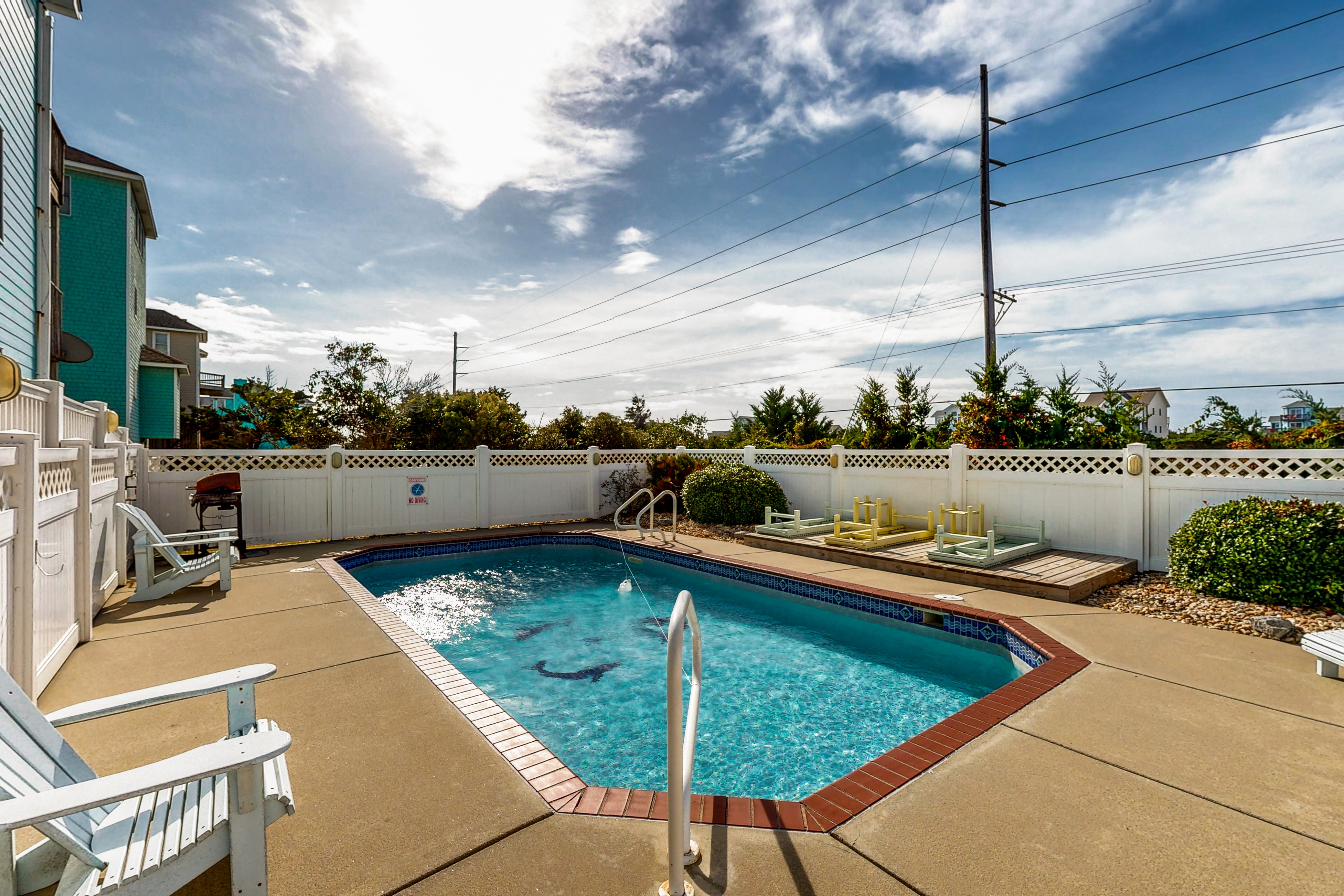 Ocean-view house with pool, hot tub, game room, balcony, deck, & beach access
