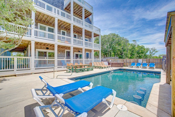 Waterfront home with ocean views, private pool & hot tub