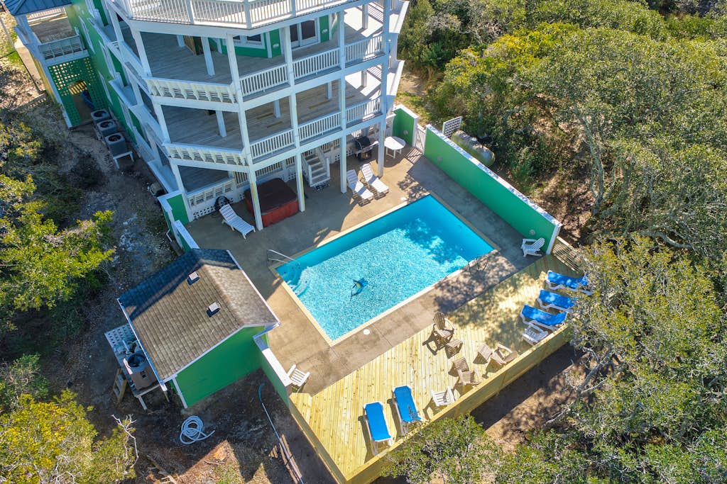 Dog-friendly ocean- & sound-view home with private pool, hot tub, & central AC