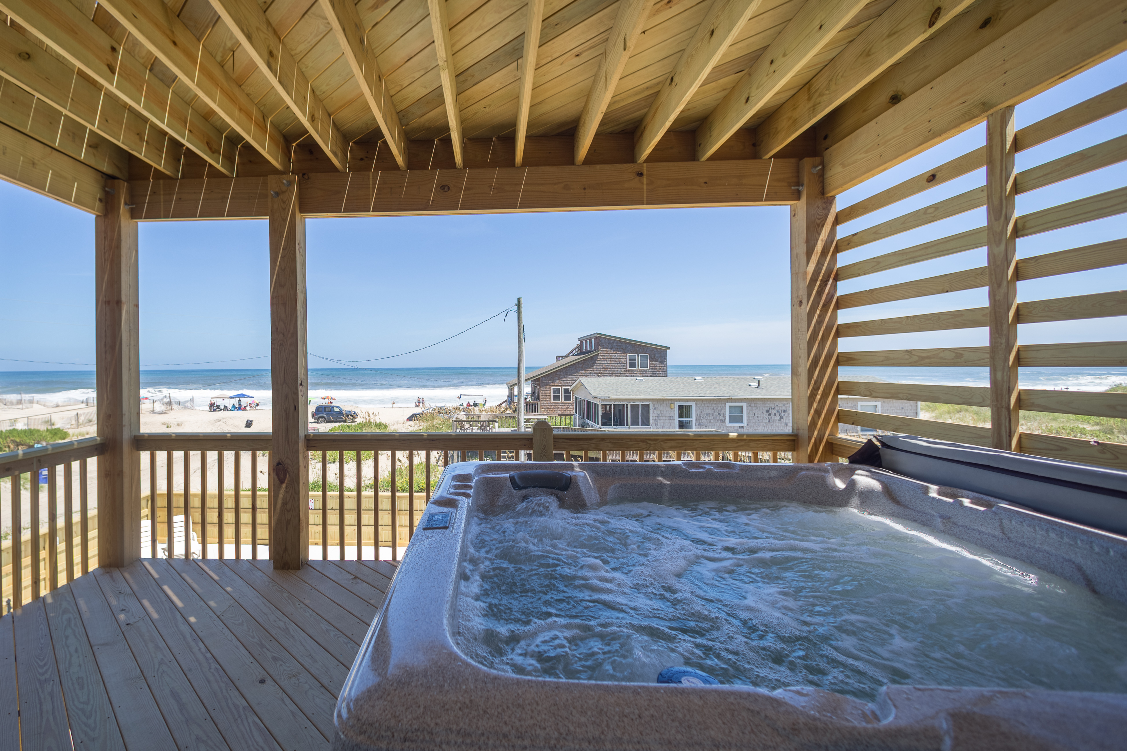 Dog-friendly, idyllic beachfront house with private pool, hot tub, AC, & deck