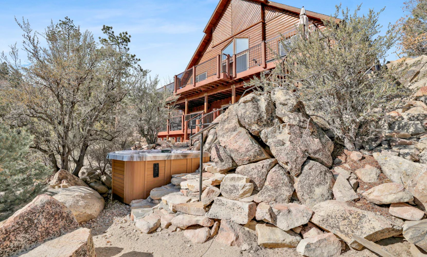 View On the Rocks | Scenic Mountain Oasis with Hot Tub, Fire Pit and Game Room