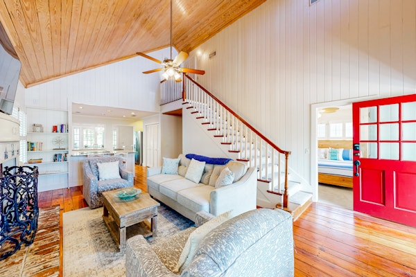 Classic coastal home with game room & private hot tub - walk to beaches