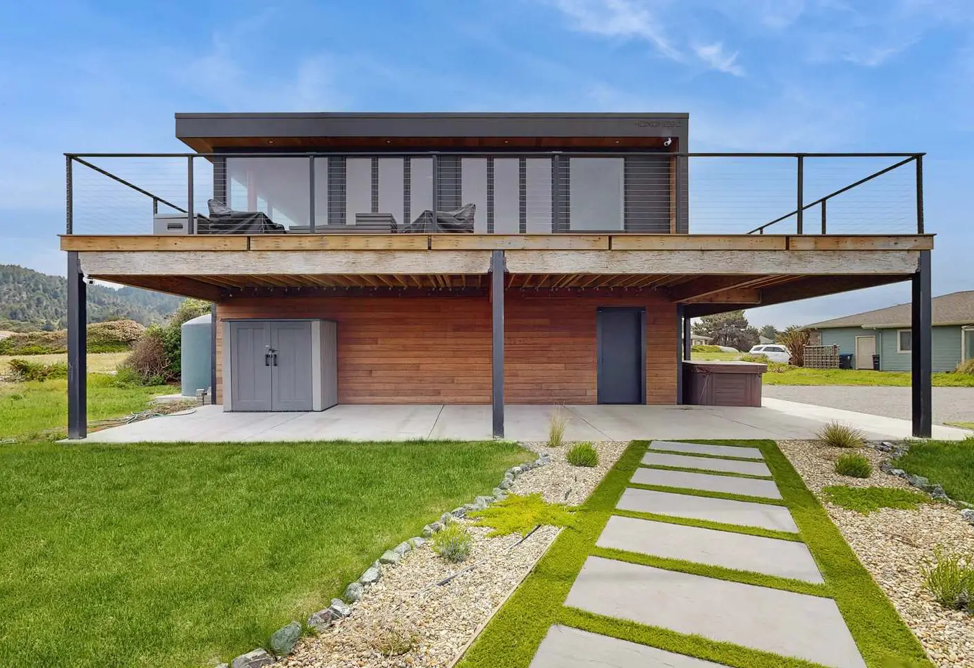 Modern Oceanfront Container Home with Hot Tub