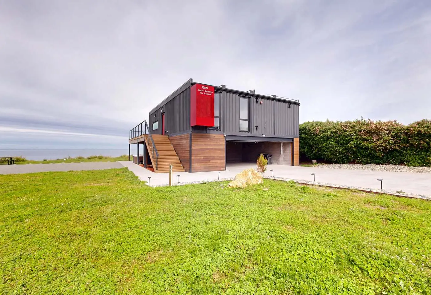 Modern Oceanfront Container Home with Hot Tub