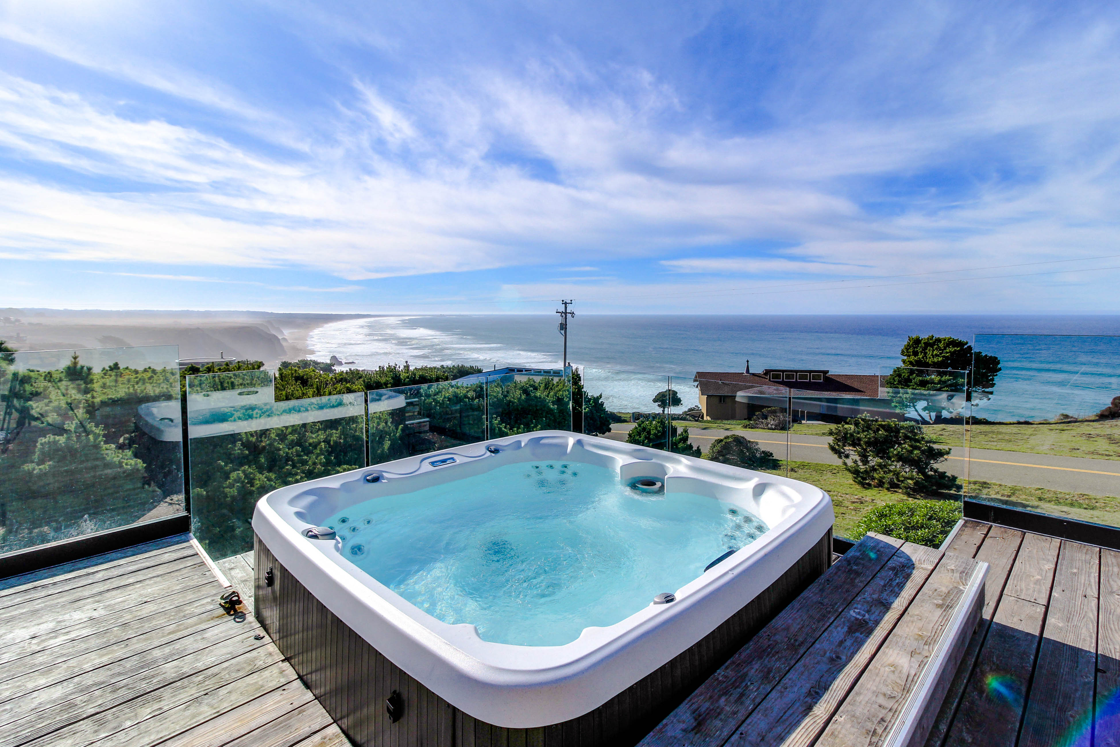Stunning ocean view home with hot tub and deck