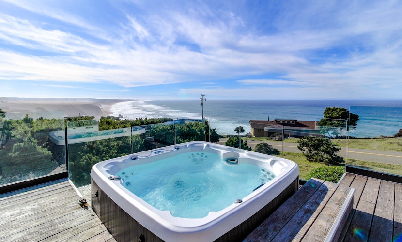 Stunning ocean view home with hot tub and deck
