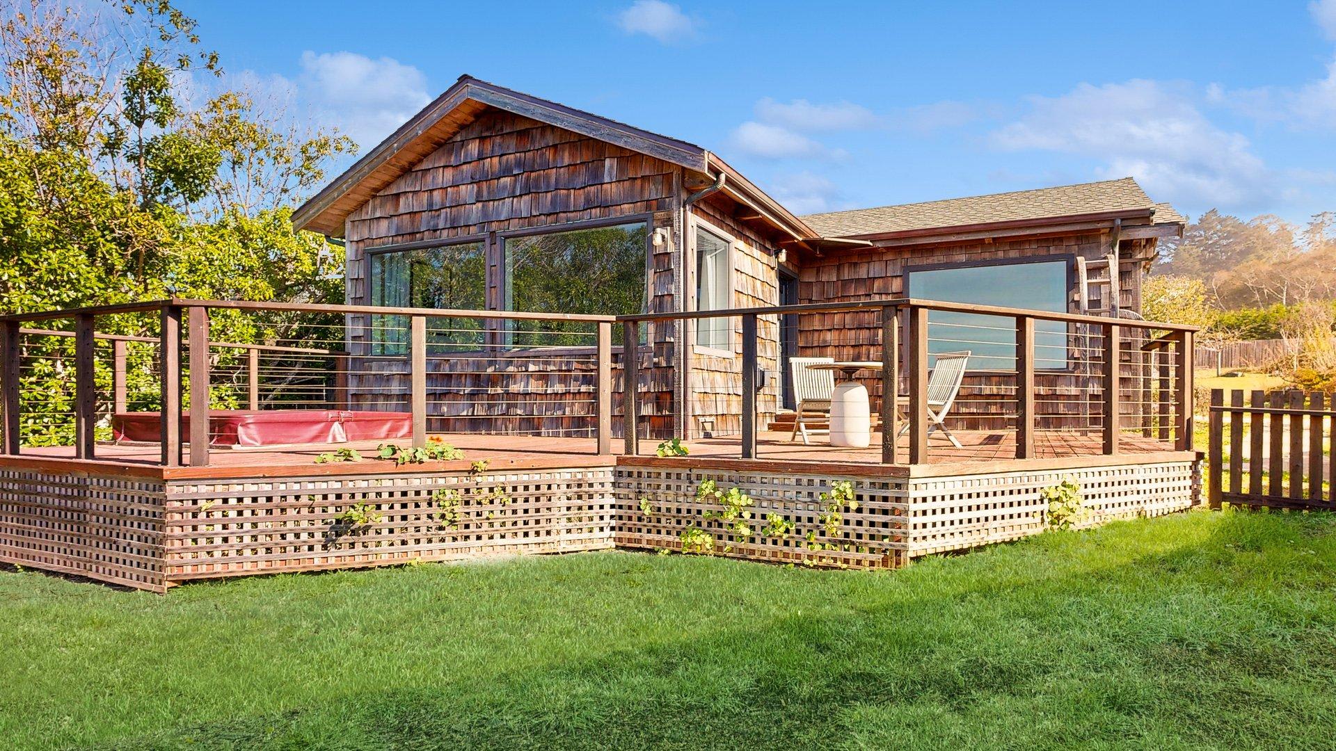 Oceanfront cottage with beach views & deck