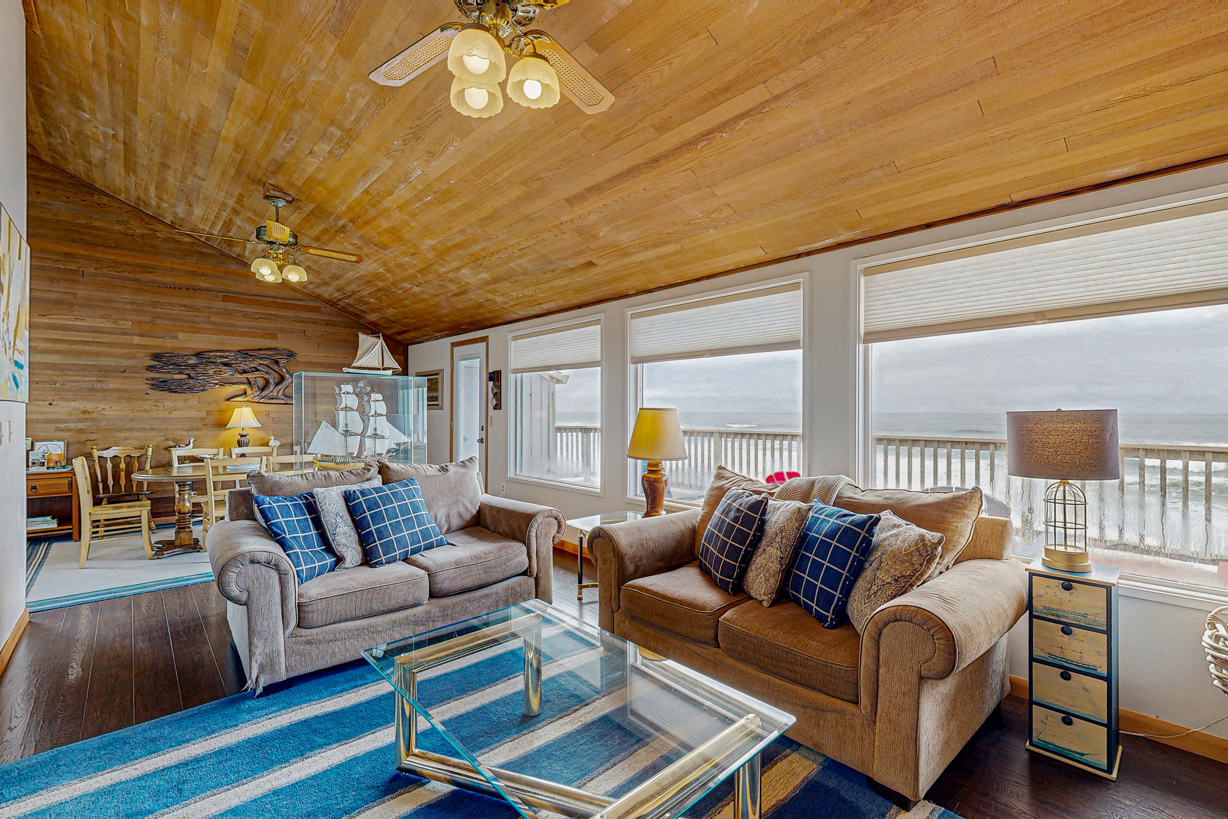 Dog friendly home with oceanfront location and fireplace walk to the beach