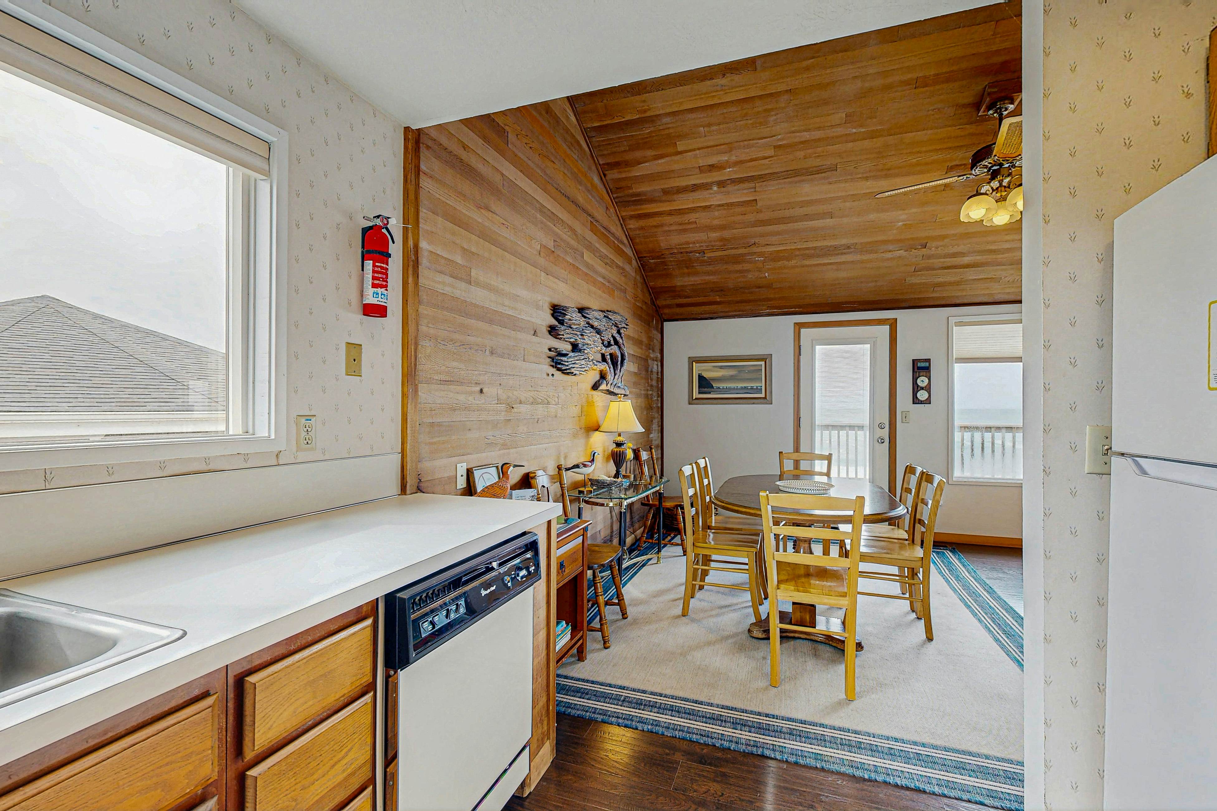 Dog-friendly home with oceanfront location & fireplace - walk to the beach