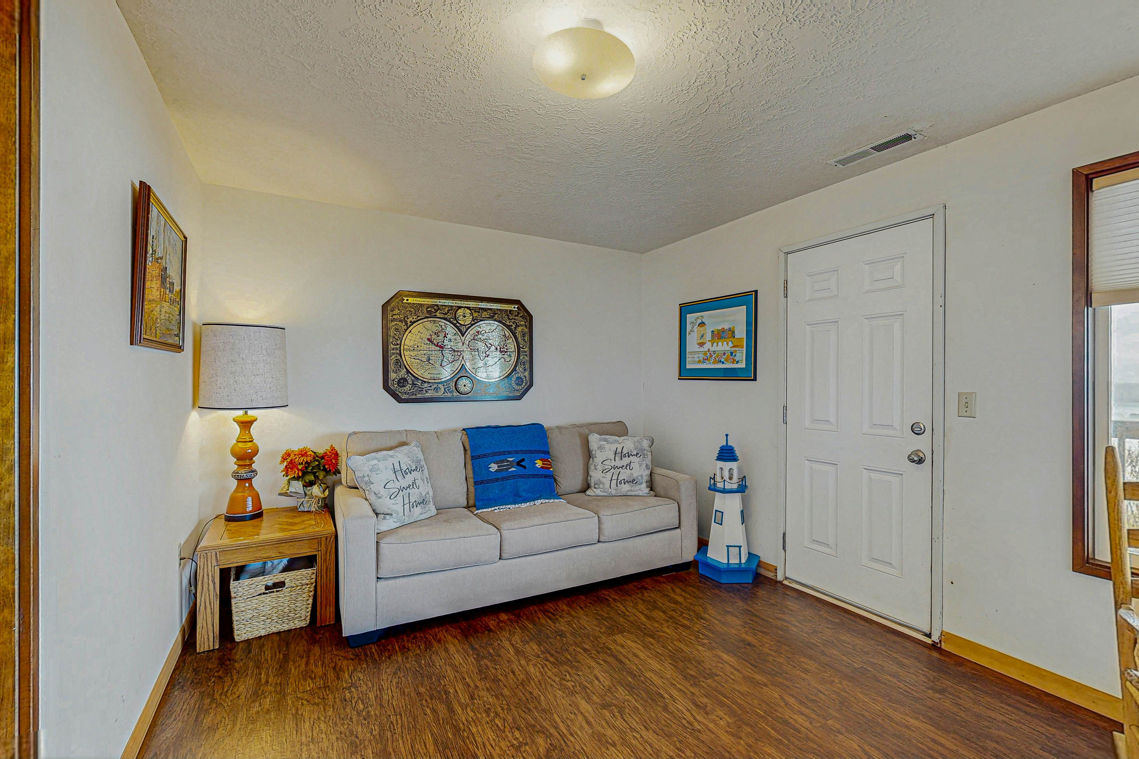 Dog-friendly home with oceanfront location & fireplace - walk to the beach