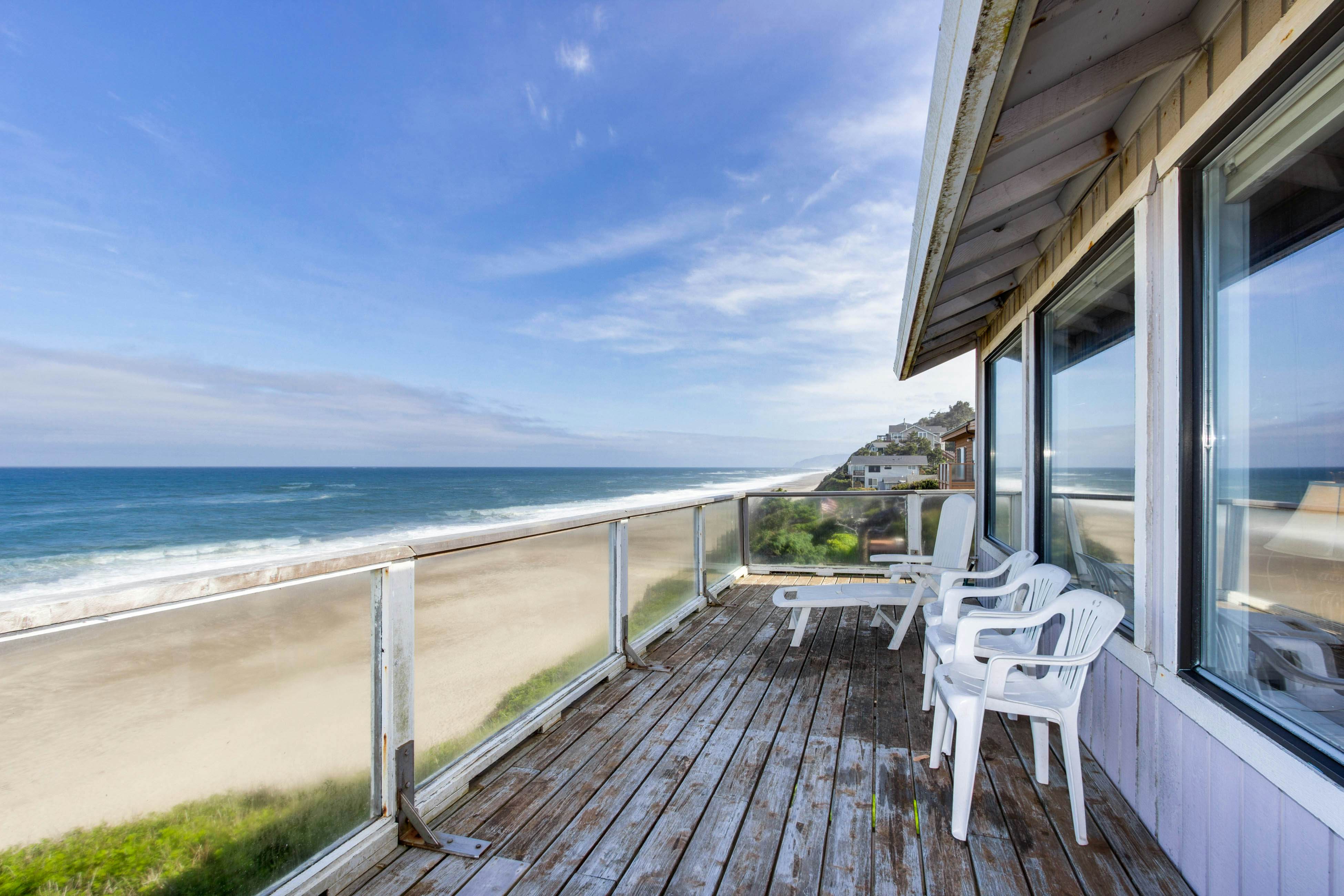 Dog-friendly home with oceanfront location & fireplace - walk to the beach