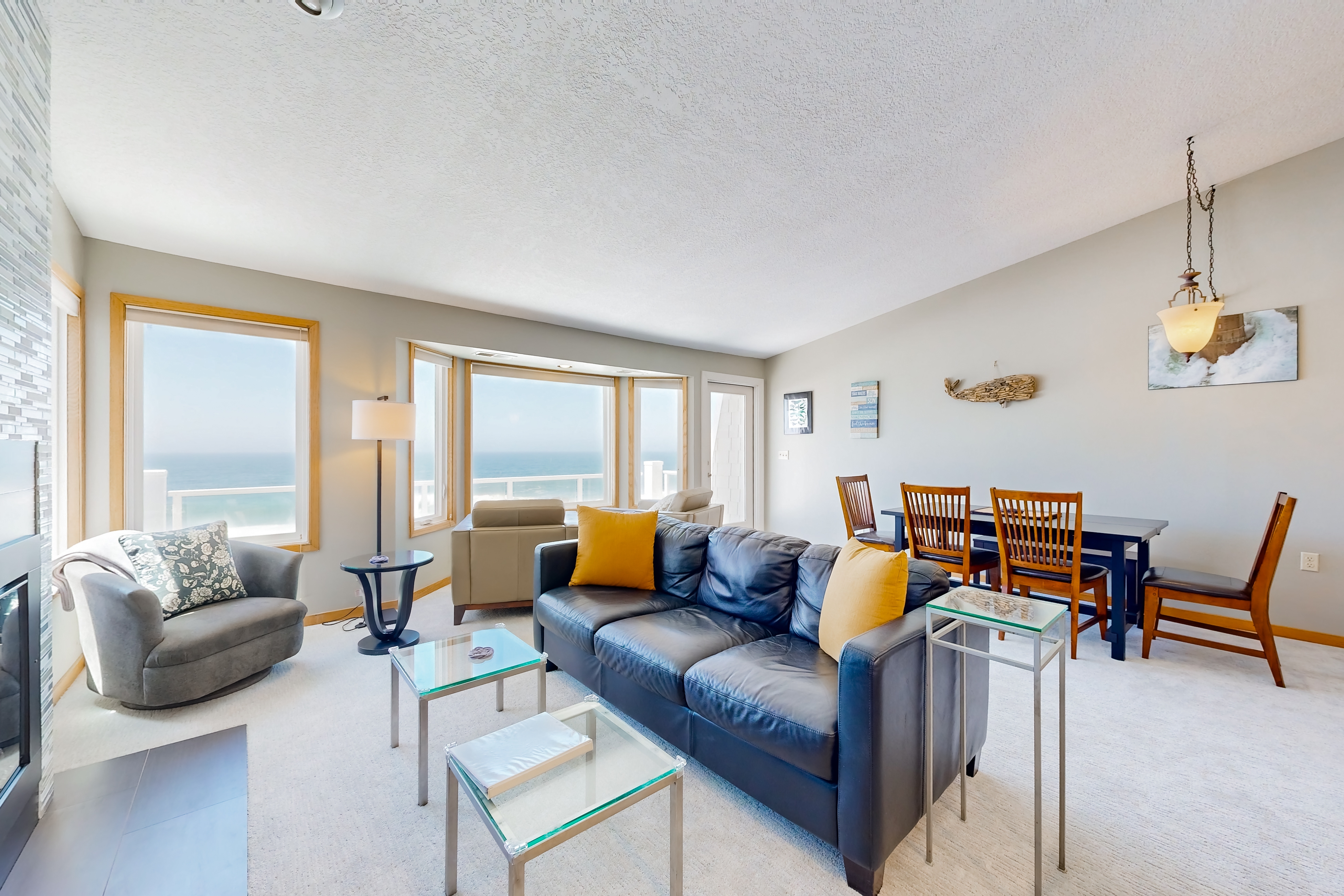 Oceanfront home with picture windows balcony and elevator watch for whales