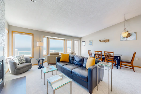 Oceanfront home with picture windows balcony and elevator watch for whales