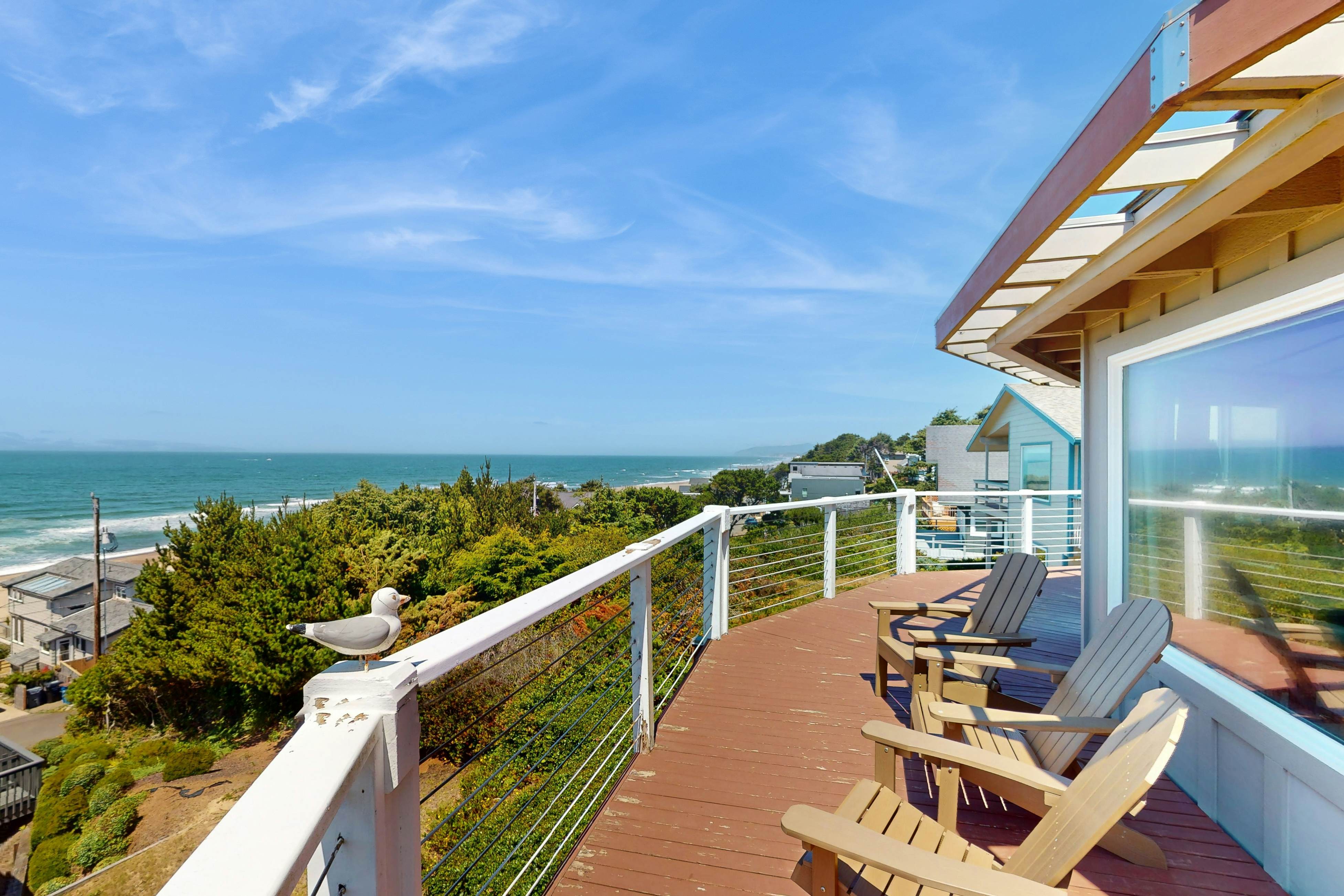 Dog-friendly home with great decks & stunning ocean views