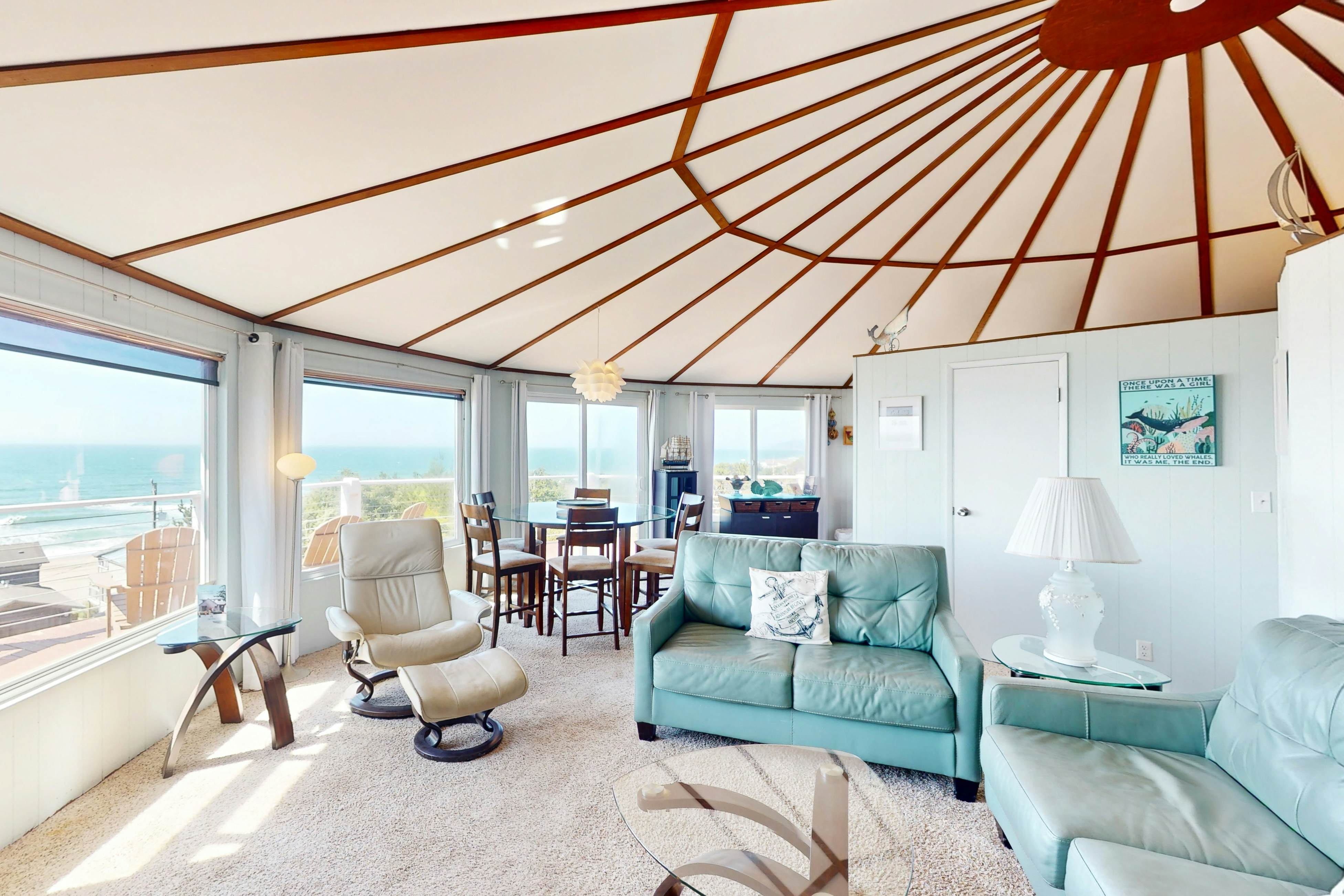 Dog-friendly home with great decks & stunning ocean views