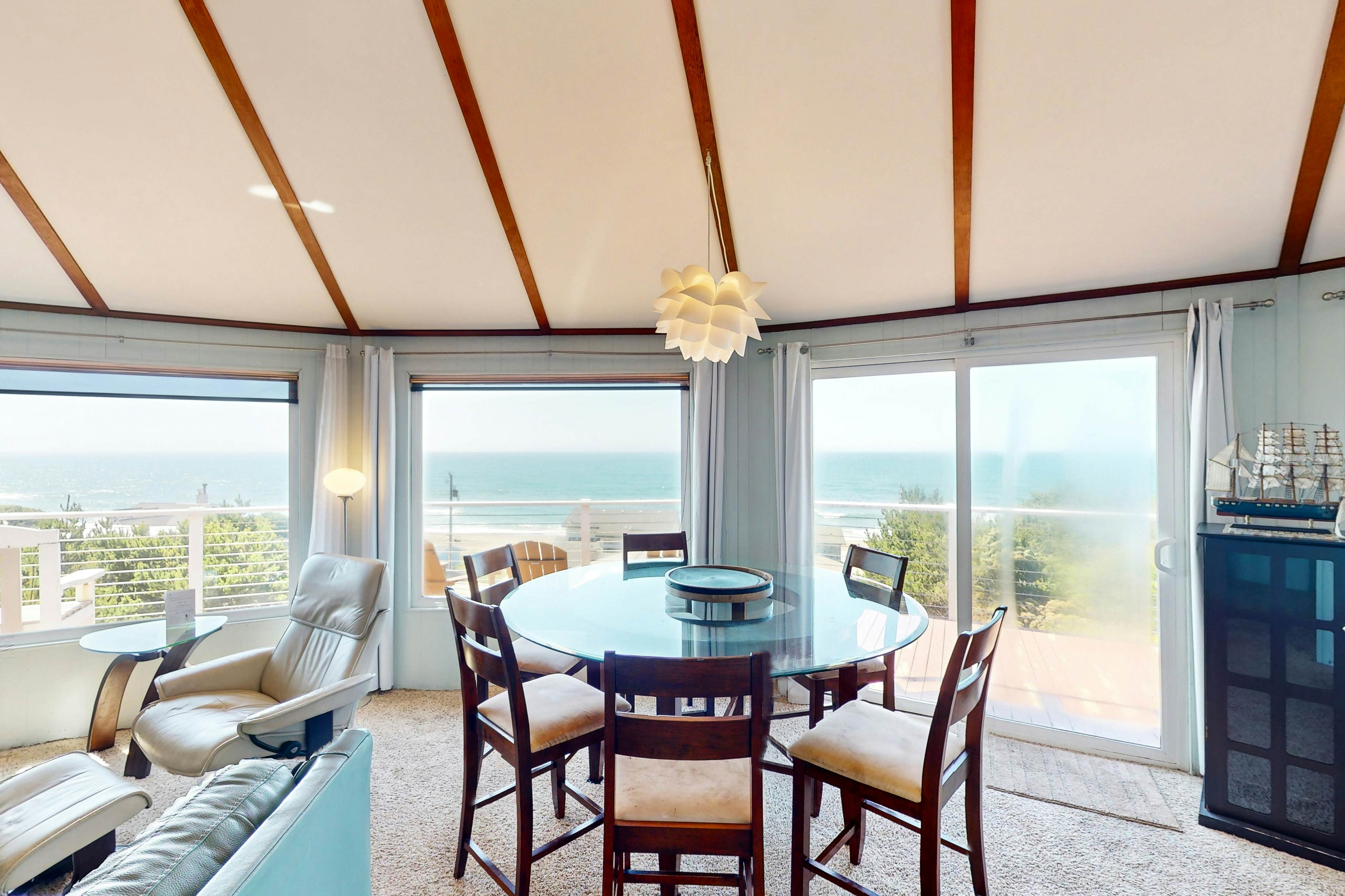 Dog-friendly home with great decks & stunning ocean views