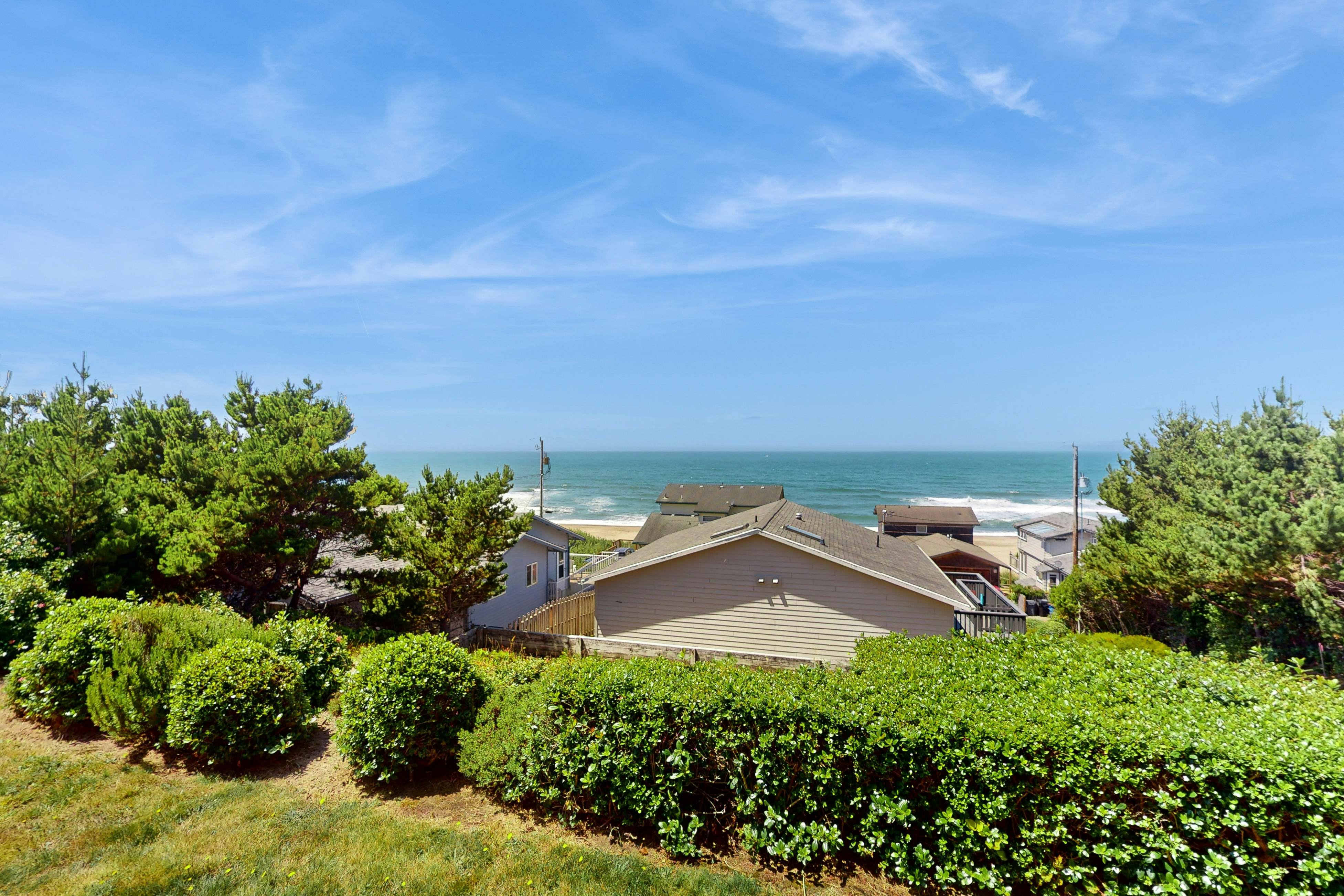 Dog-friendly home with great decks & stunning ocean views