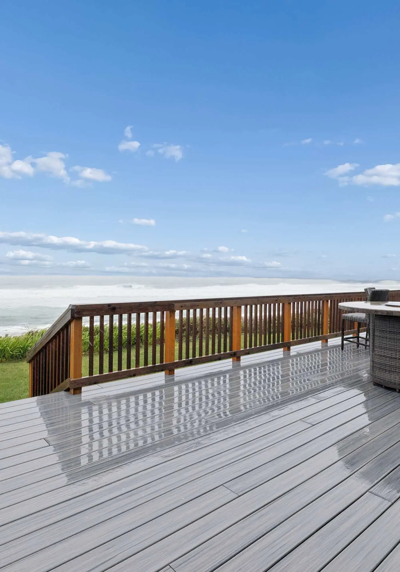 Oceanfront dog friendly house with deck private hot tub and stunning views