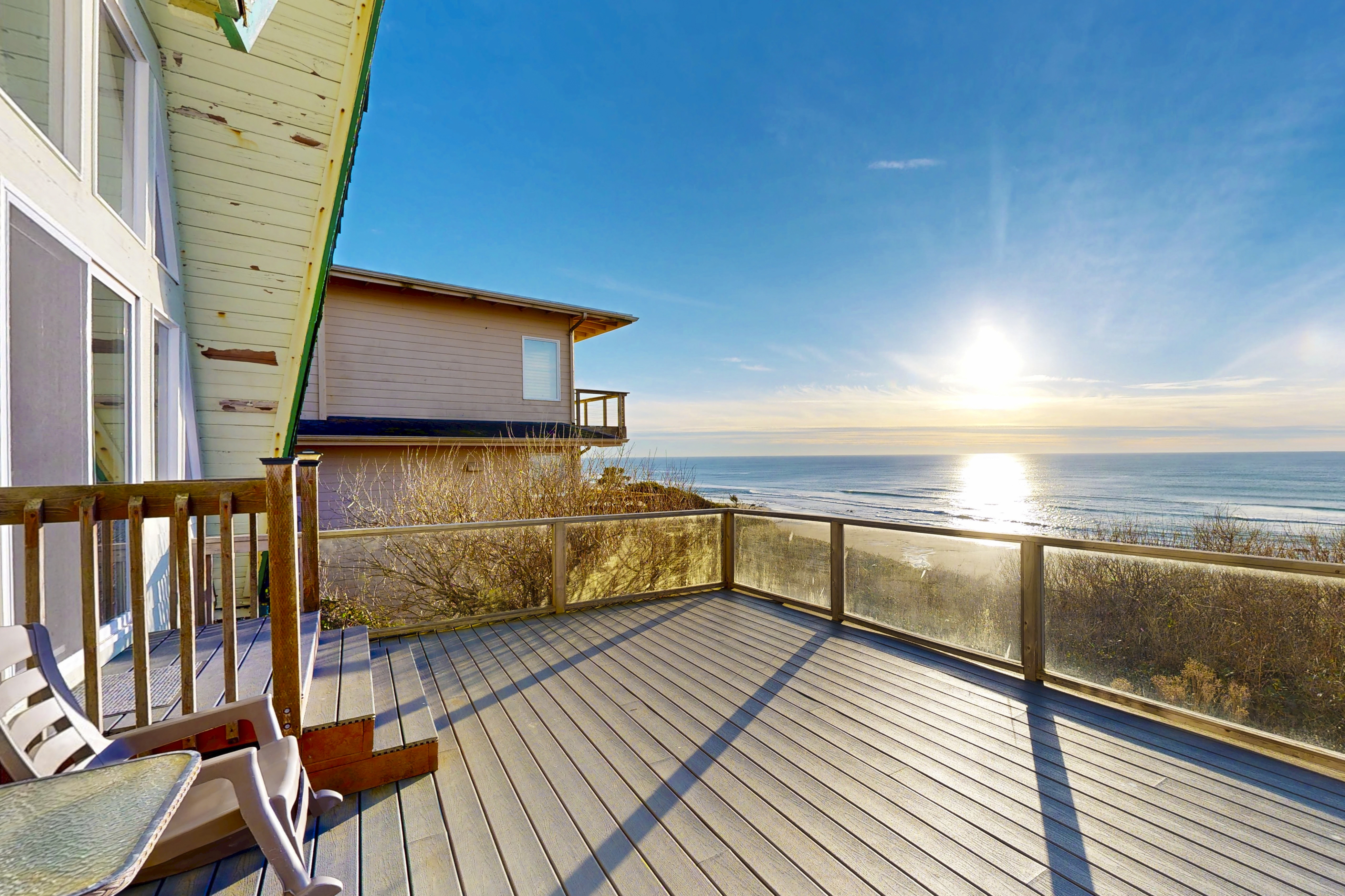 Dog friendly A frame cottage oceanfront with ocean views and two blocks from beach