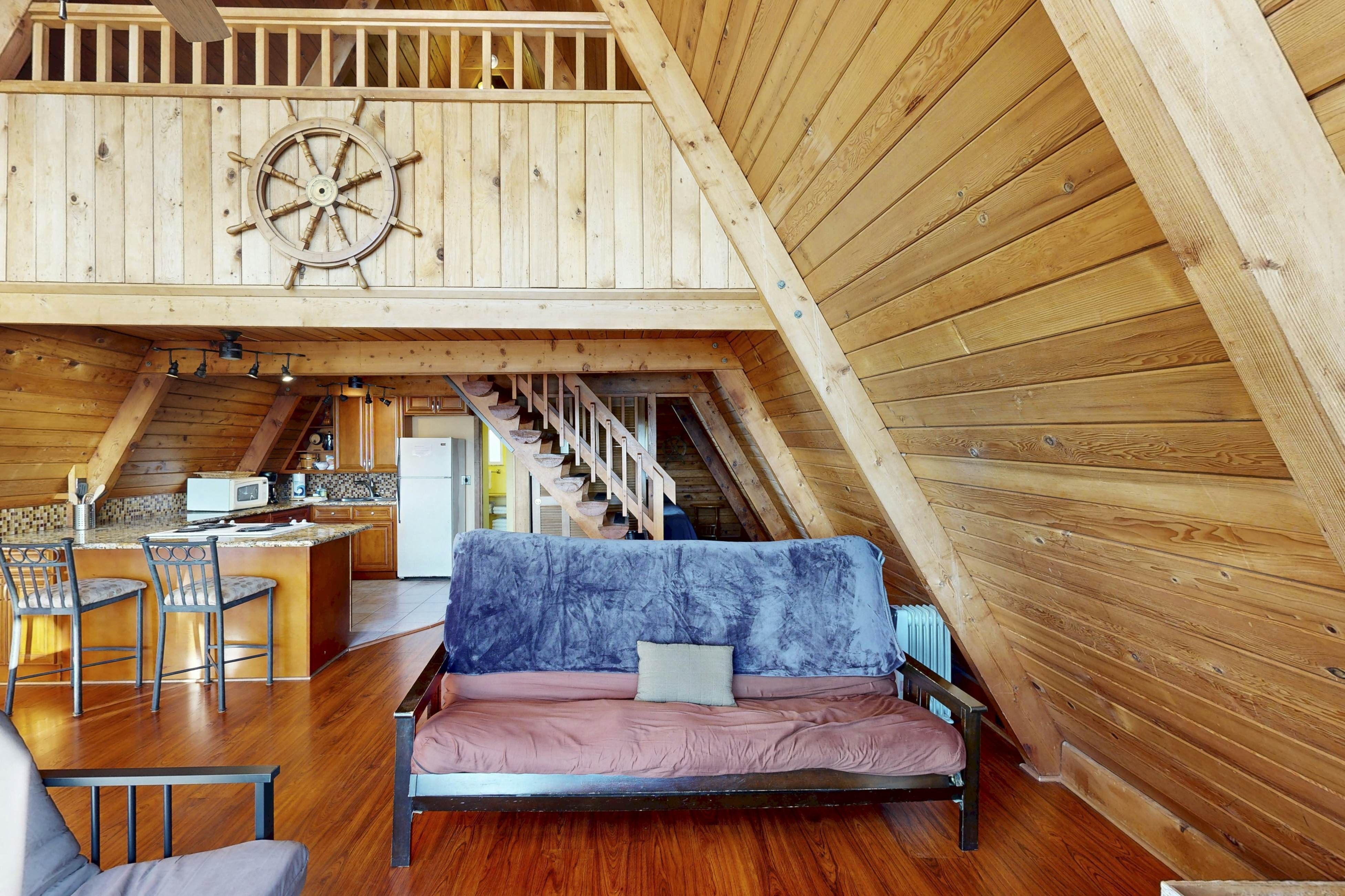 Dog-friendly A-frame cottage—oceanfront with ocean views & two blocks from beach