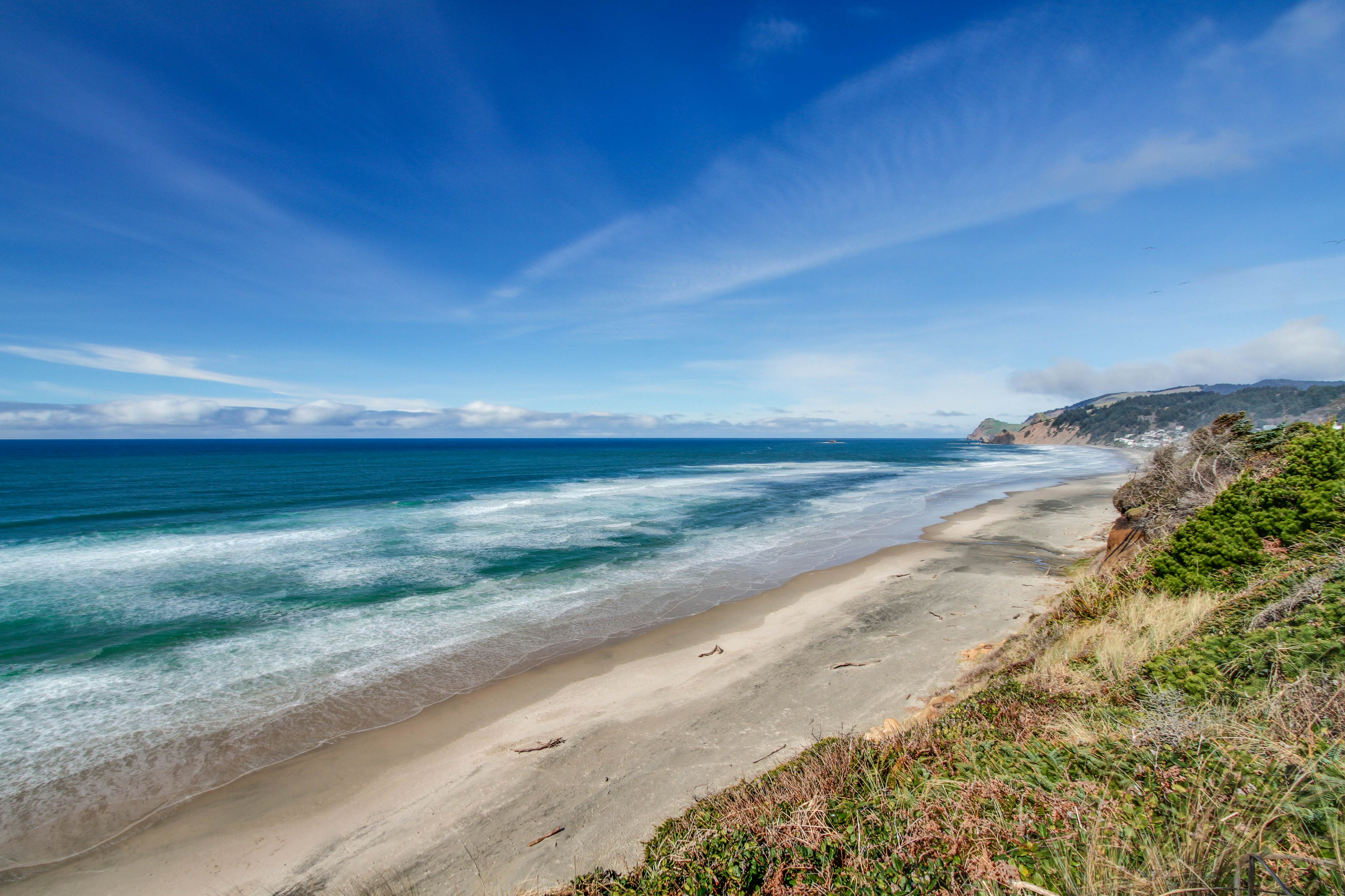 Dog-friendly A-frame cottage—oceanfront with ocean views & two blocks from beach