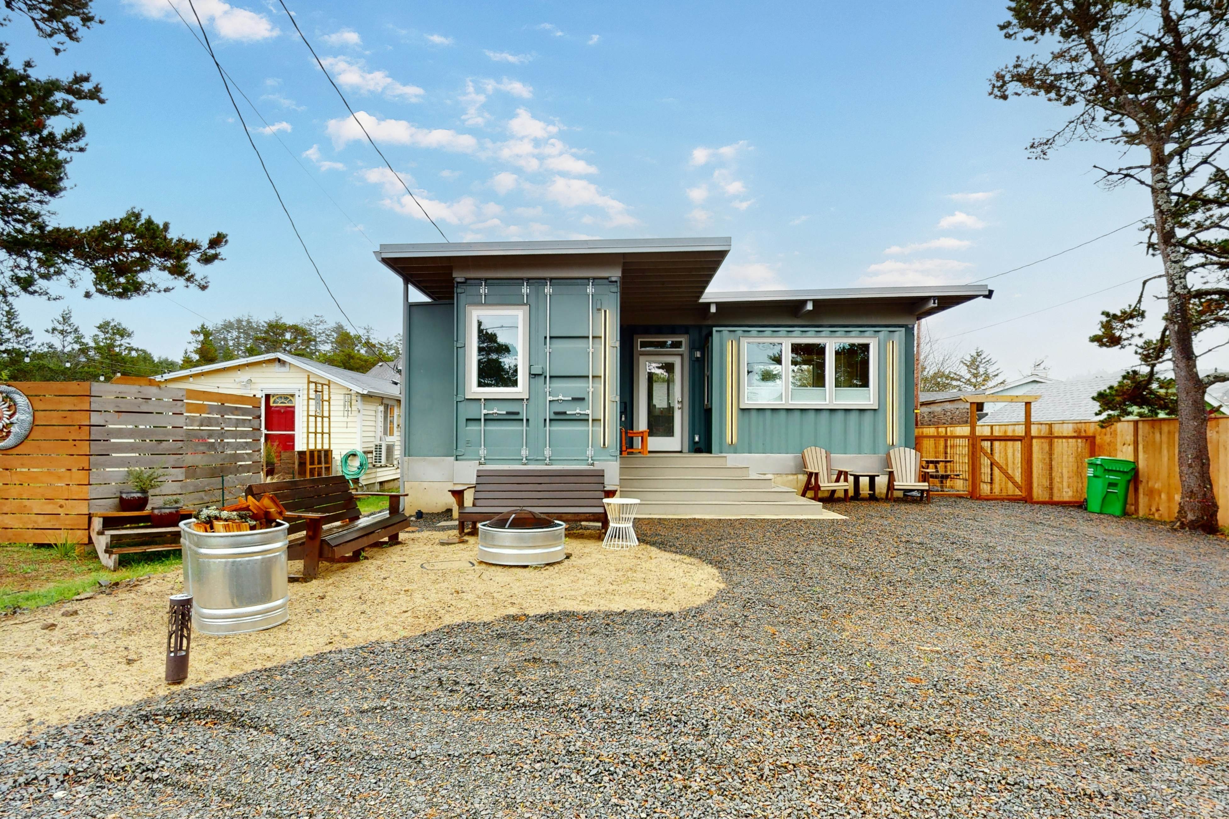 Dog-friendly, brand-new shipping container home, steps from the beach