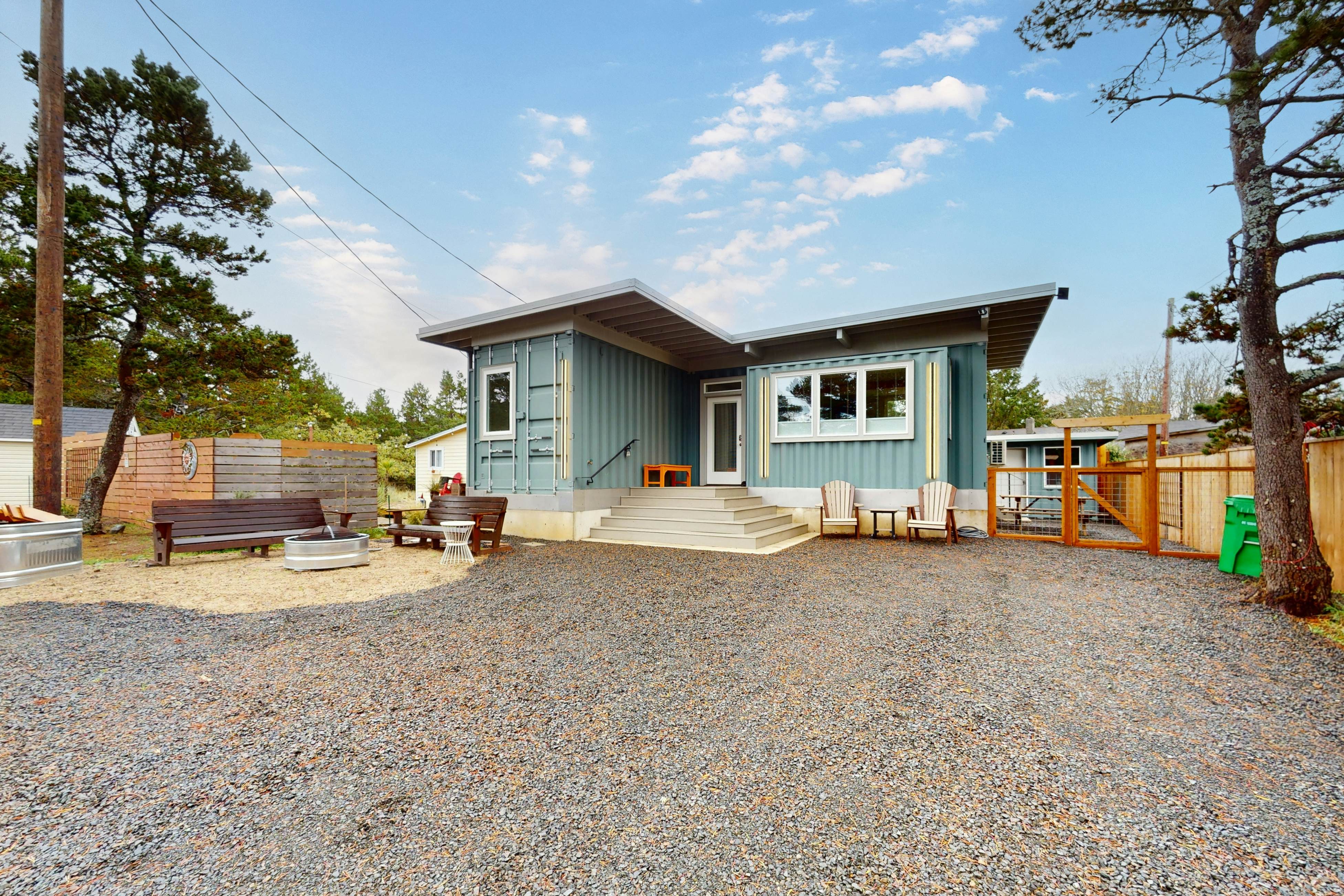 Dog-friendly, brand-new shipping container home, steps from the beach