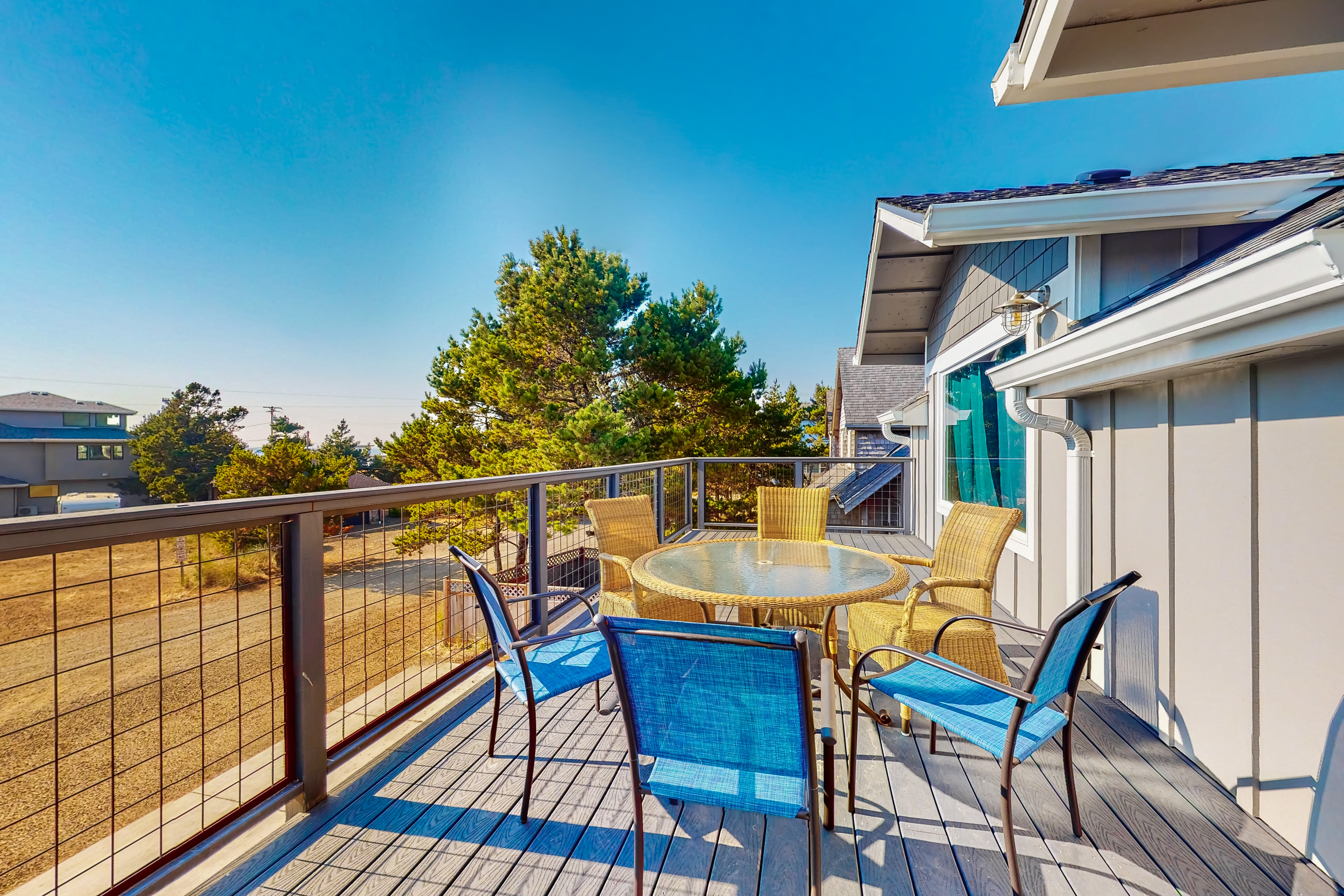 Costal Home a block from the beach with two story deck firepit large yard