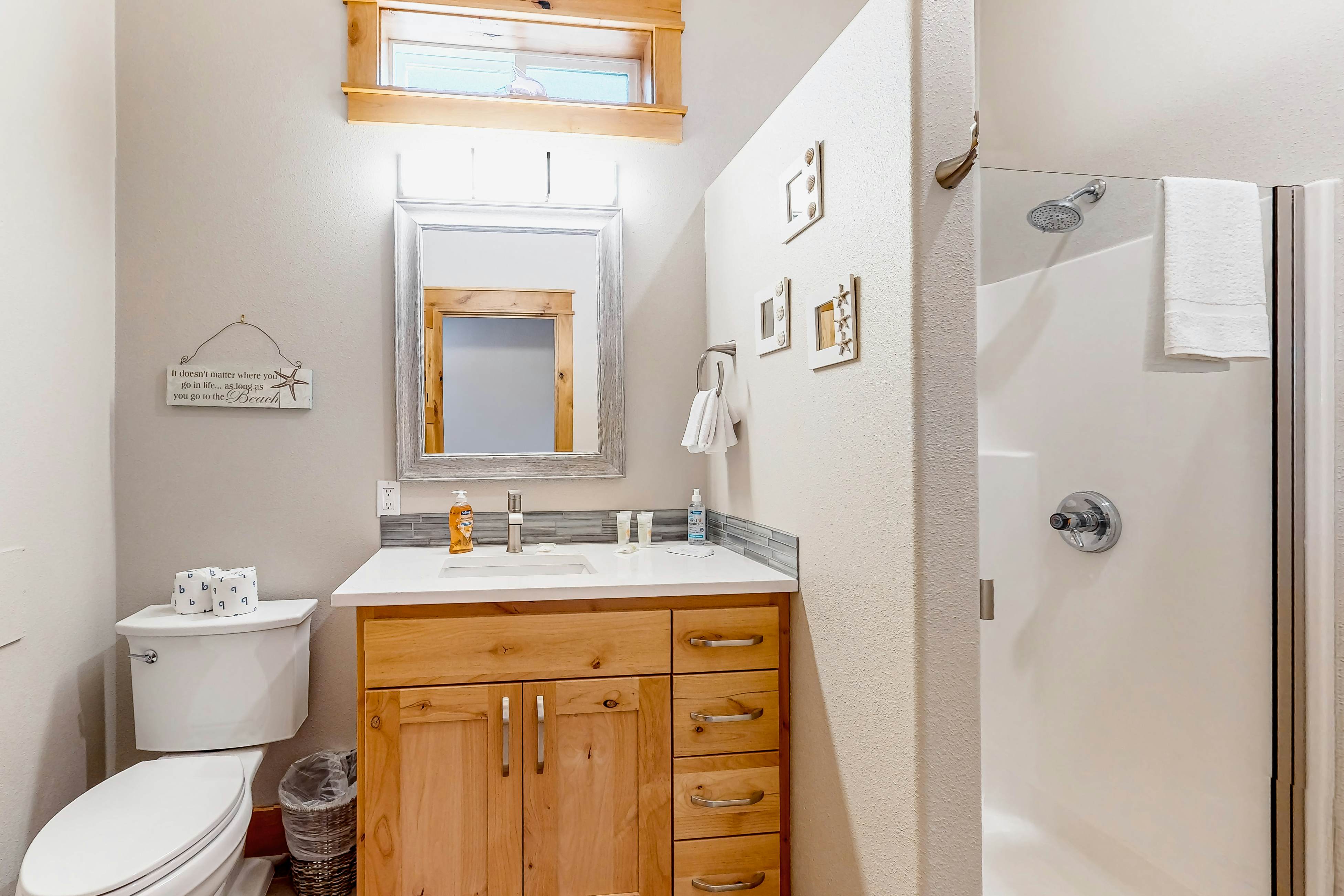 Costal Home a block from the beach with two-story deck, firepit, large yard