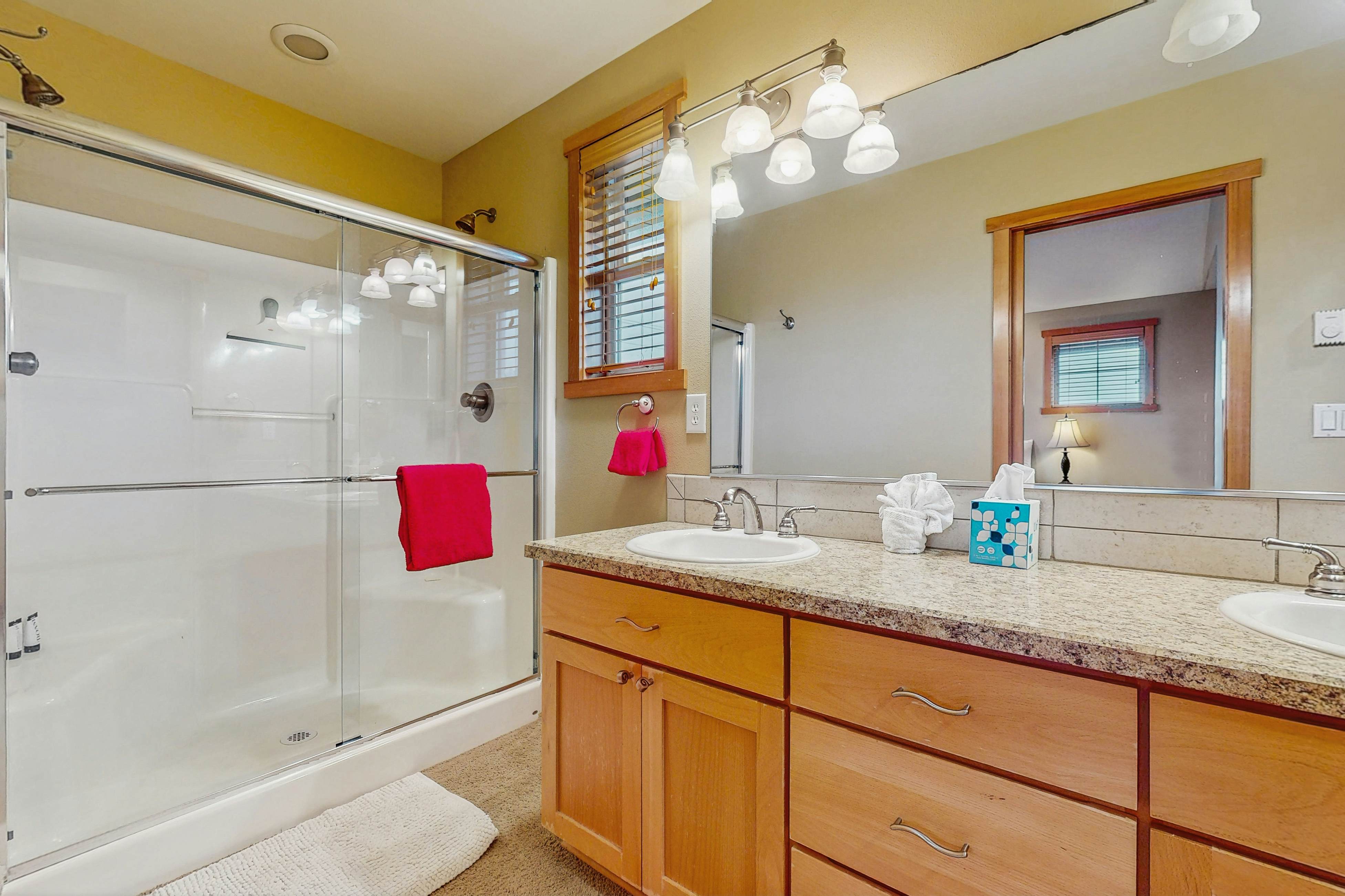 Family-friendly home with private hot tub, fireplace, & BBQ, close to beach