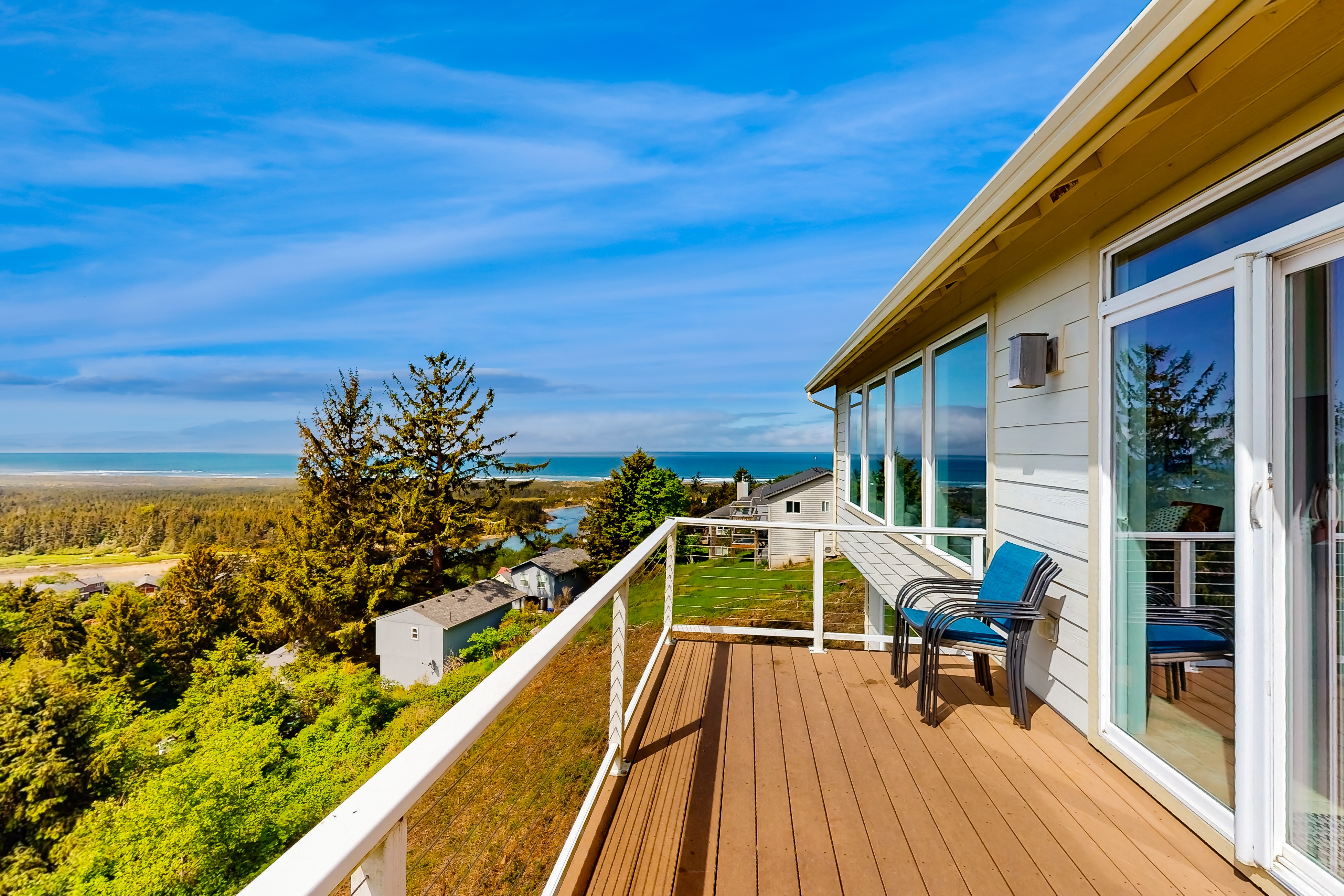 Ocean view home with heated floors private hot tub and multiple decks