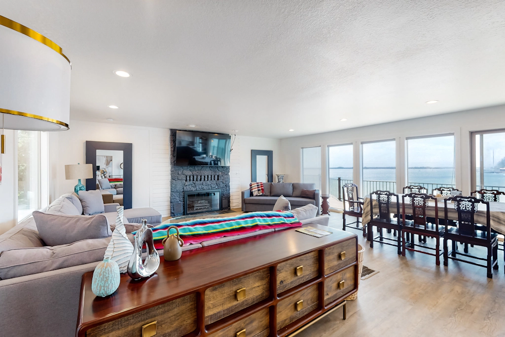 Bayview home with a deck overlooking the locally famous Ghost Hole fishing spot