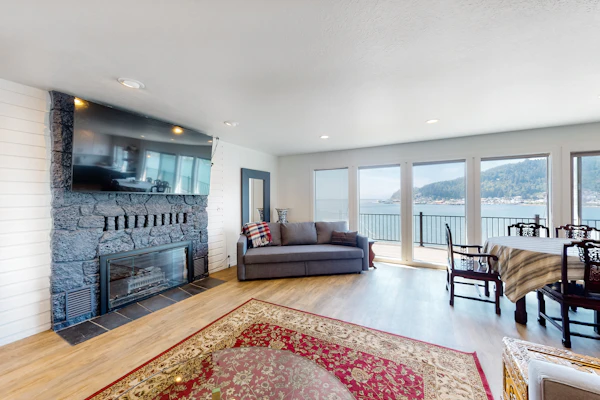 Bayview home with a deck overlooking the locally famous Ghost Hole fishing spot
