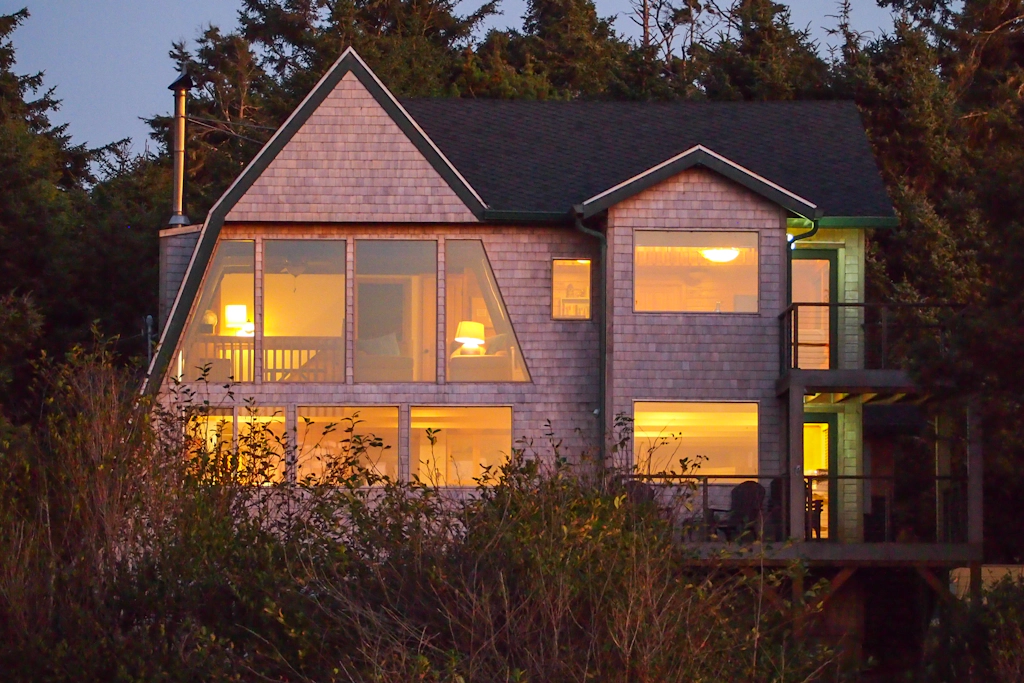 Ocean and lake view home with private hot tub and beach access