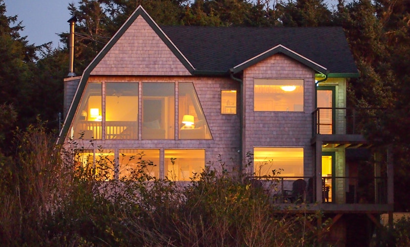 Ocean and lake view home with private hot tub and beach access