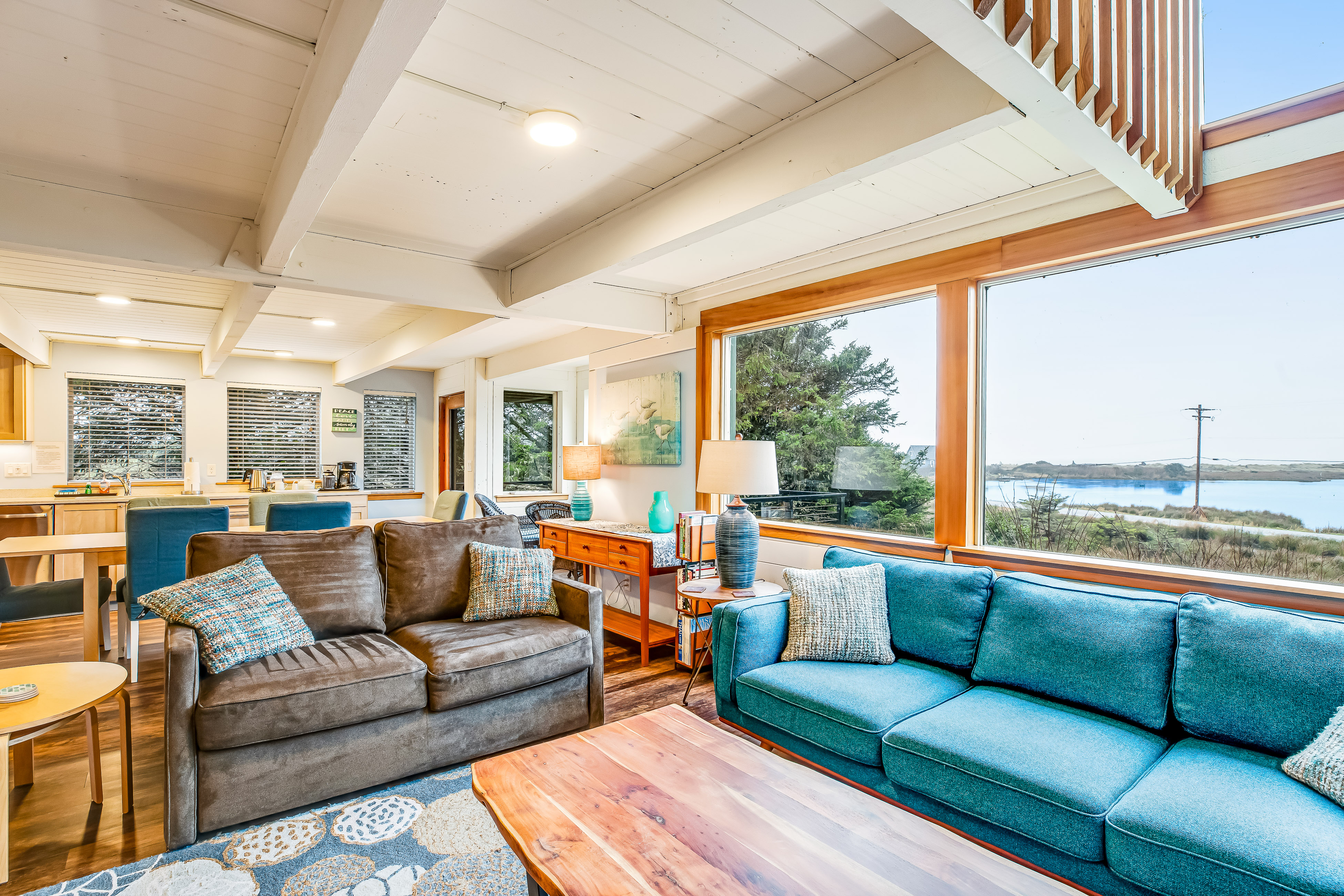 Ocean and lake view home with private hot tub and beach access