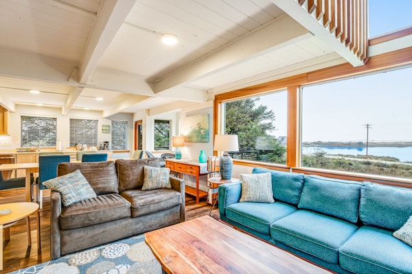 Ocean and lake view home with private hot tub and beach access